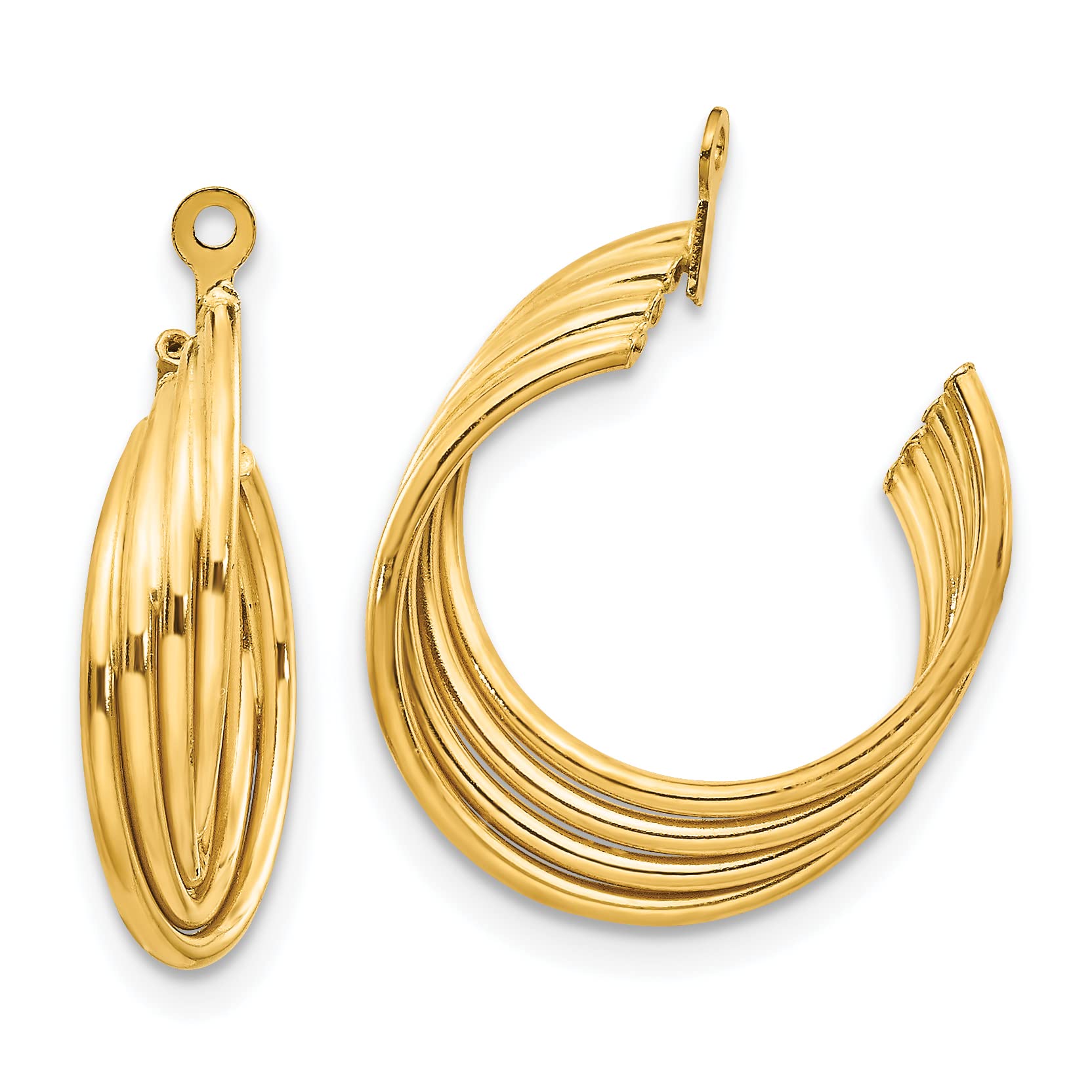 14K Solid Yellow Gold Hoop Earring Jackets for Studs - Elegant Earring Enhancers for Everyday Wear & Special Occasions
