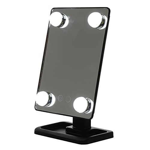 Beaupretty LED Lighted Makeup Vanity Mirror with Touch Screen, Swivel Design & Adjustable Brightness - Perfect for Dressing Table, Bathroom, and Professional Makeup Artists (Black)