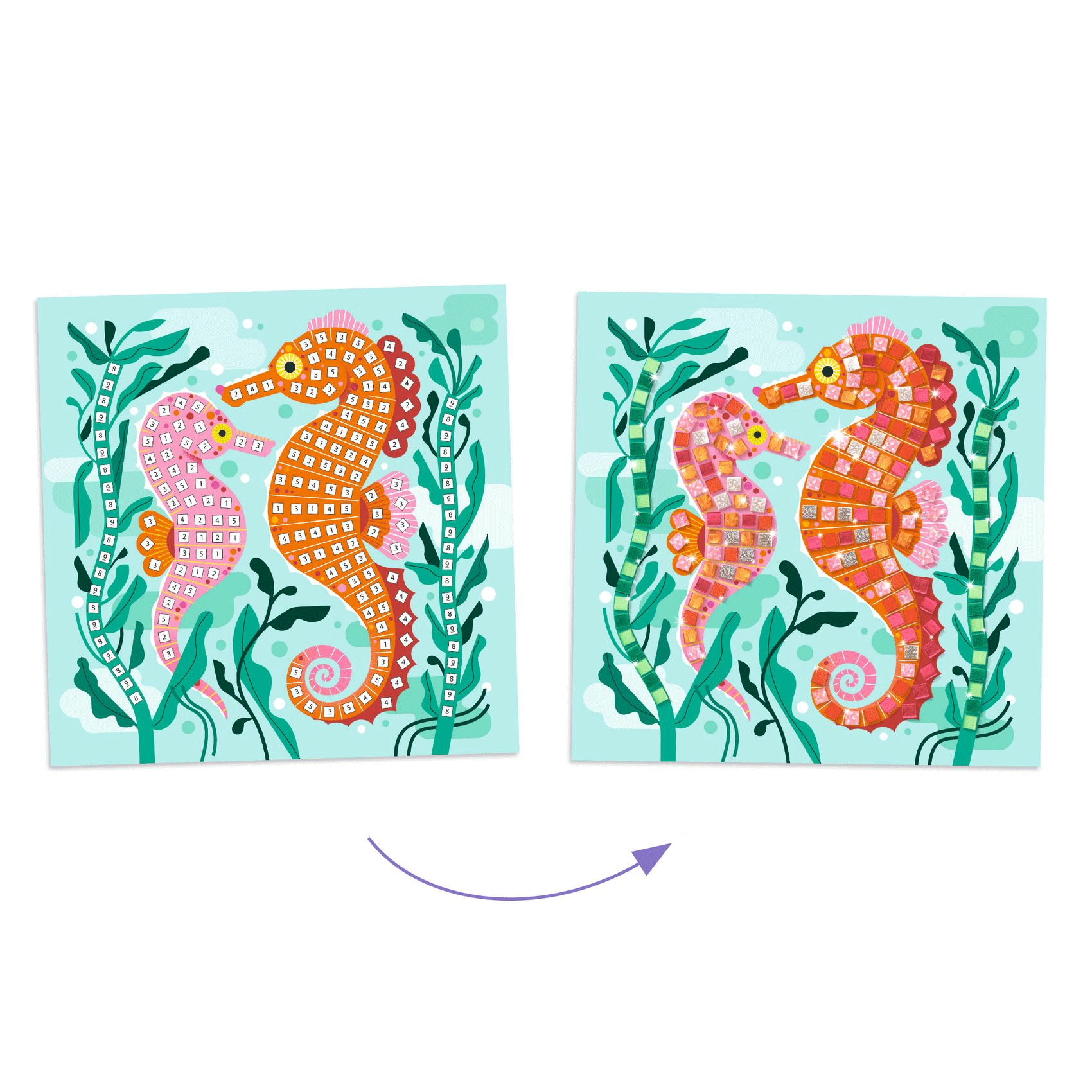 Caribbean Mosaics Art Kit by Djeco - Creative DIY Craft for Kids & Adults - Perfect for Home Decor, Gift Giving & Art Therapy Projects