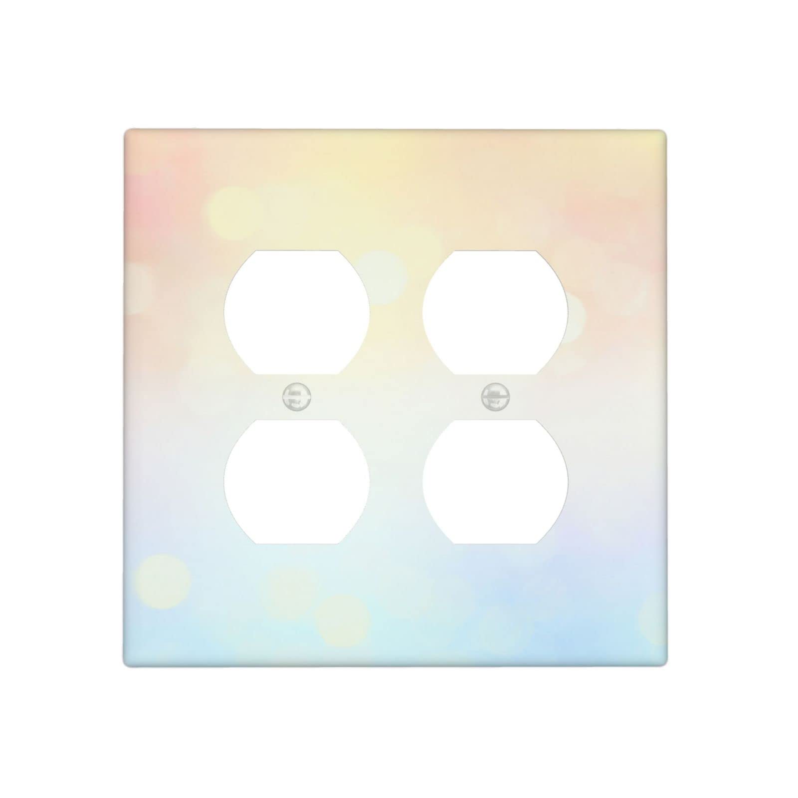 Rainbow Bubbles Light Switch Cover - Decorative Double Duplex Outlet Wall Plate, Luxury Hazy Design for Home & Office Decor | Perfect for Kids' Rooms, Nurseries & Modern Interior Design