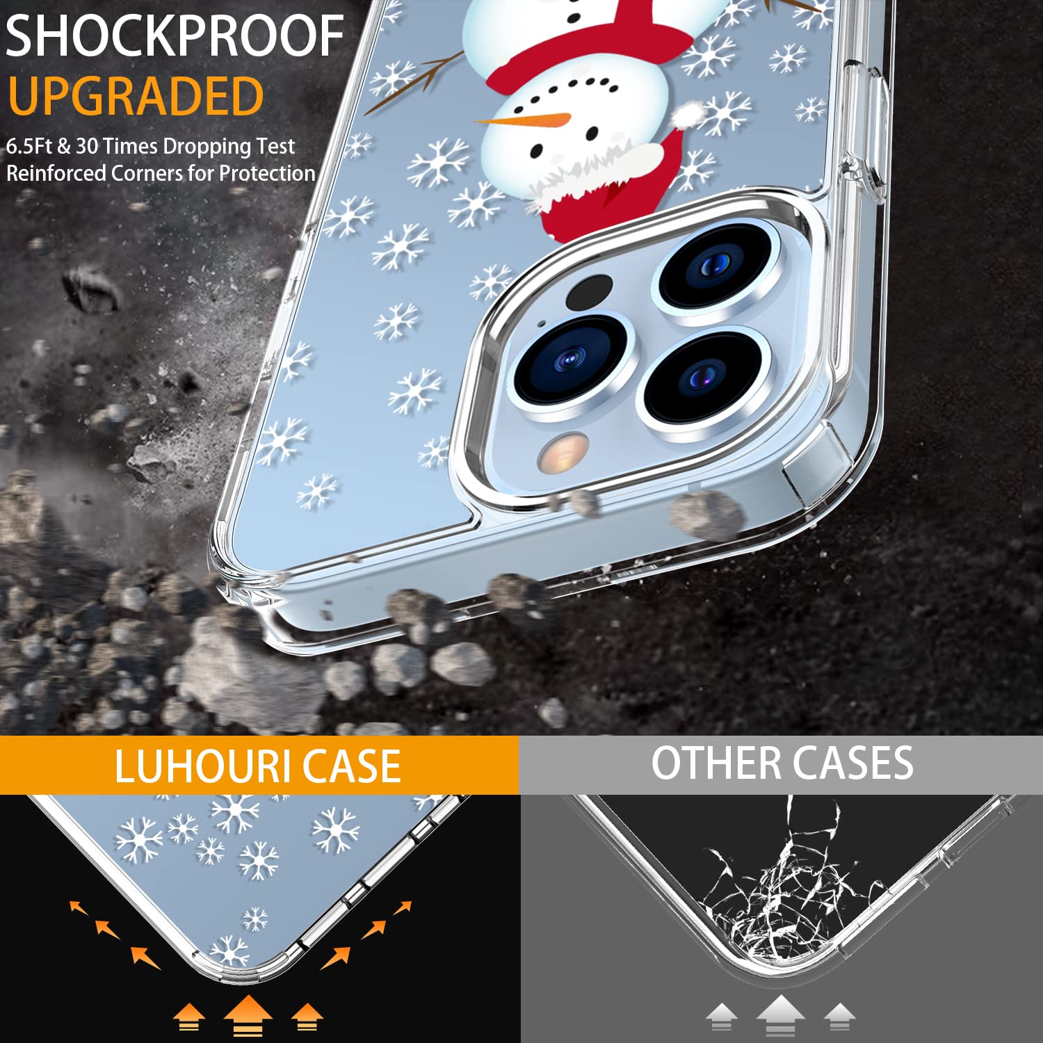 LUHOURI iPhone 13 Pro Max Case with Screen Protector - Crystal Clear Fashion Cute Design for Women & Girls, Slim Fit Durable Protective Phone Cover for 6.7