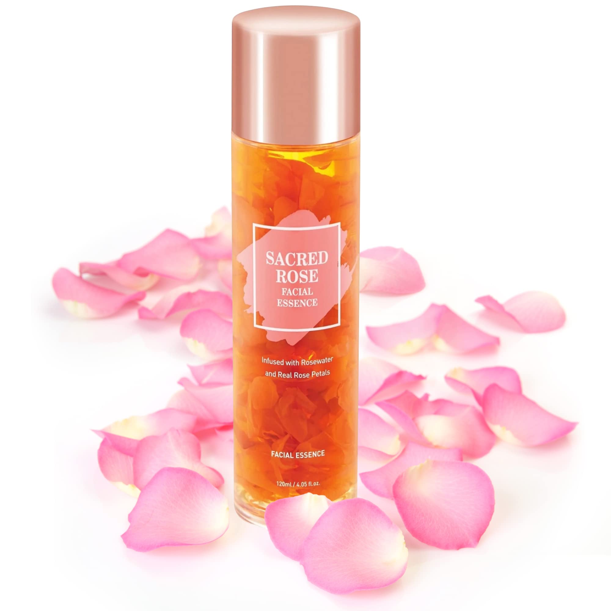 K Beauty Sacred Rose Facial Essence - Brightening Serum with Rose Water & 6 Hyaluronic Acids for Deep Hydration & Dewy Glow | Perfect for Dry Skin, Morning Routine & Night Skincare Regimen