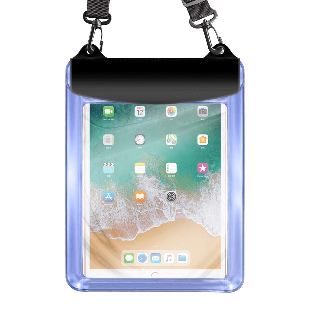Universal Waterproof Tablet Case - Dry Bag for iPad 10.2/9.7, iPad Pro 11/10.5, iPad Air, Samsung Galaxy Tab, Surface Go & More (Blue) - Perfect for Beach, Pool, Boating & Outdoor Adventures