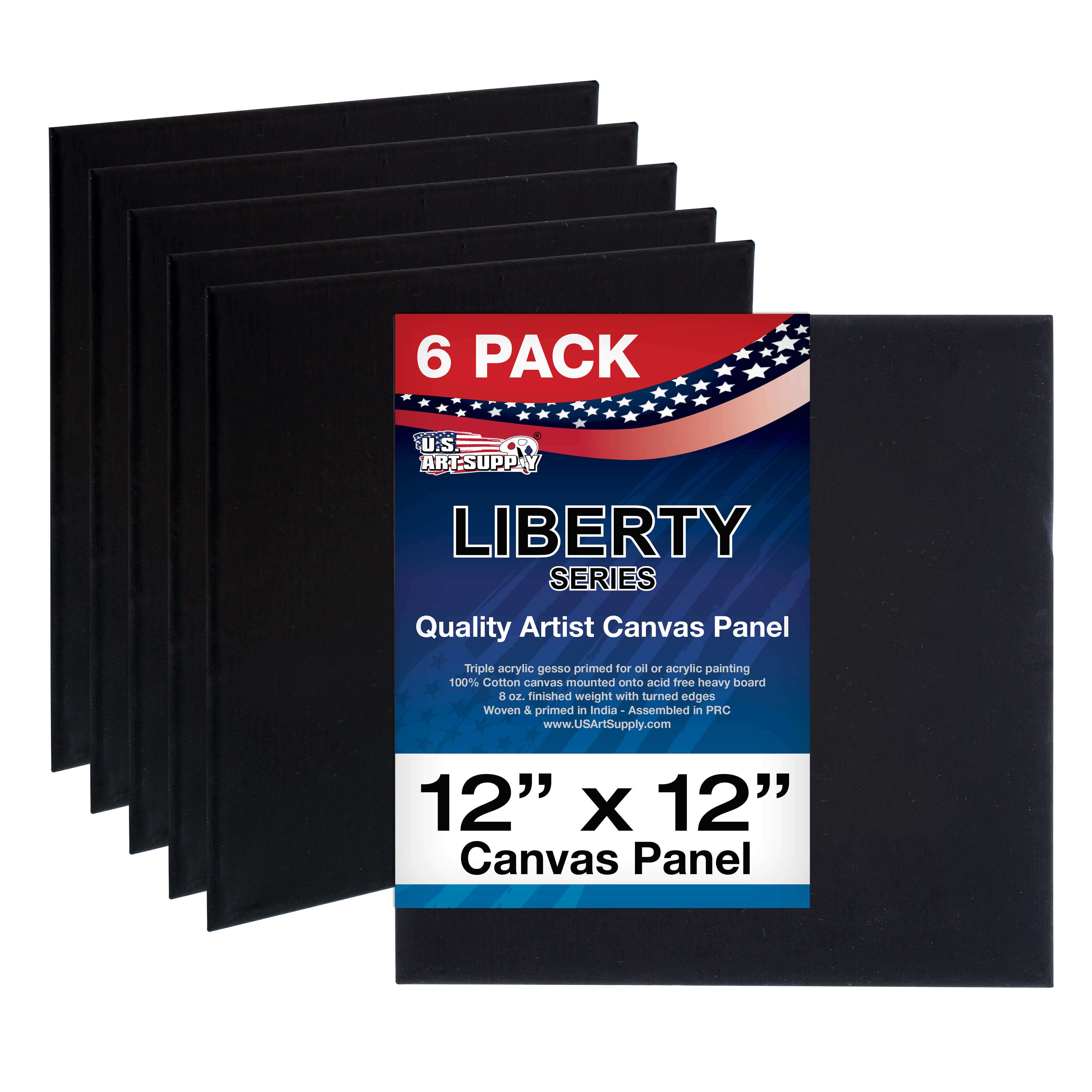 12 x 12 Inch Black Canvas Panels for Painting - 6 Pack Set - Perfect for Acrylic, Oil & Watercolor Art Projects - DIY Home Decor & Gift Idea
