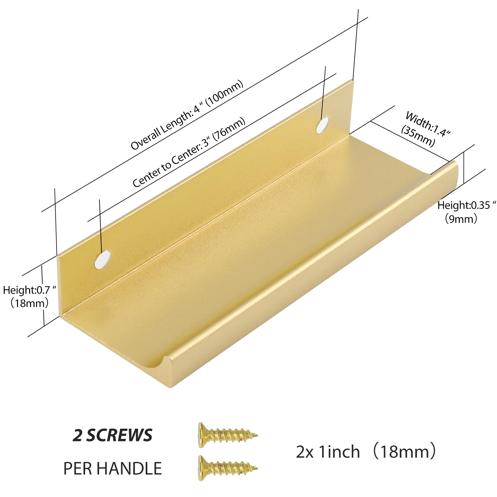 Peaha 10 Pack Gold Cabinet Handles 3 Inch Brushed Brass for Kitchen Dresser