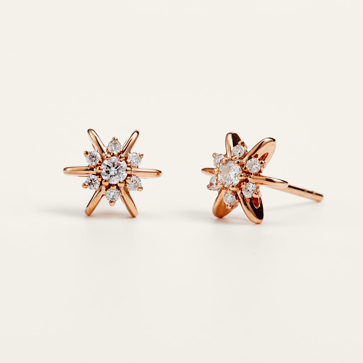 Helios' Charm Sunflower Diamond Gold Stud Earrings for Women | 14K Yellow Gold Floral Earrings with Real Diamonds | Perfect for Weddings, Anniversaries & Everyday Elegance