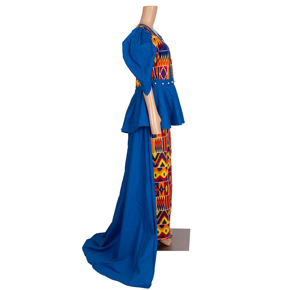 2 Pcs Women's Puff Sleeve Dashiki Top and Pant Set - African Print Party Outfit for Women - Perfect for Festivals, Weddings & Cultural Events