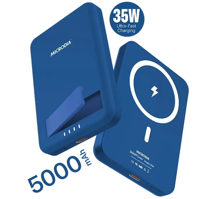 MICRODIA SNAPPower™ MagGo 35W Magnetic Wireless Power Bank - 5000mAh Portable Charger with 15W Fast Wireless Charging & 20W USB-C PD | Perfect for iPhone, Android, Travel, and On-the-Go Charging