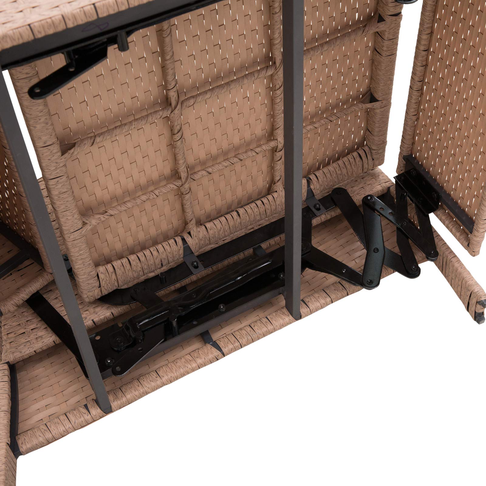 Outsunny Patio Recliner - Outdoor Reclining Lounge Chair with Adjustable Backrest, Flip-Up Side Table & Footrest - All-Weather Wicker Metal Frame Chaise Lounge with Cushions (Beige) - Perfect for Poolside, Backyard, Garden & Patio Relaxation