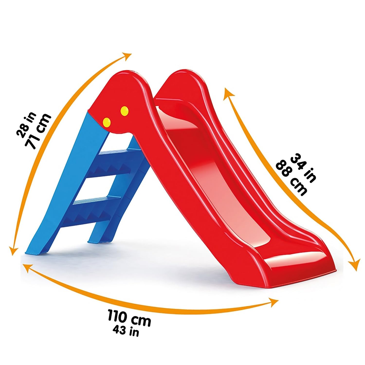 My First Slide: Red & Blue Foldable Plastic Slide for Toddlers & Kids Ages 2+ | Indoor & Outdoor Playground Equipment with 2-Step Ladder | Perfect for Backyards, Playrooms & Daycare Centers
