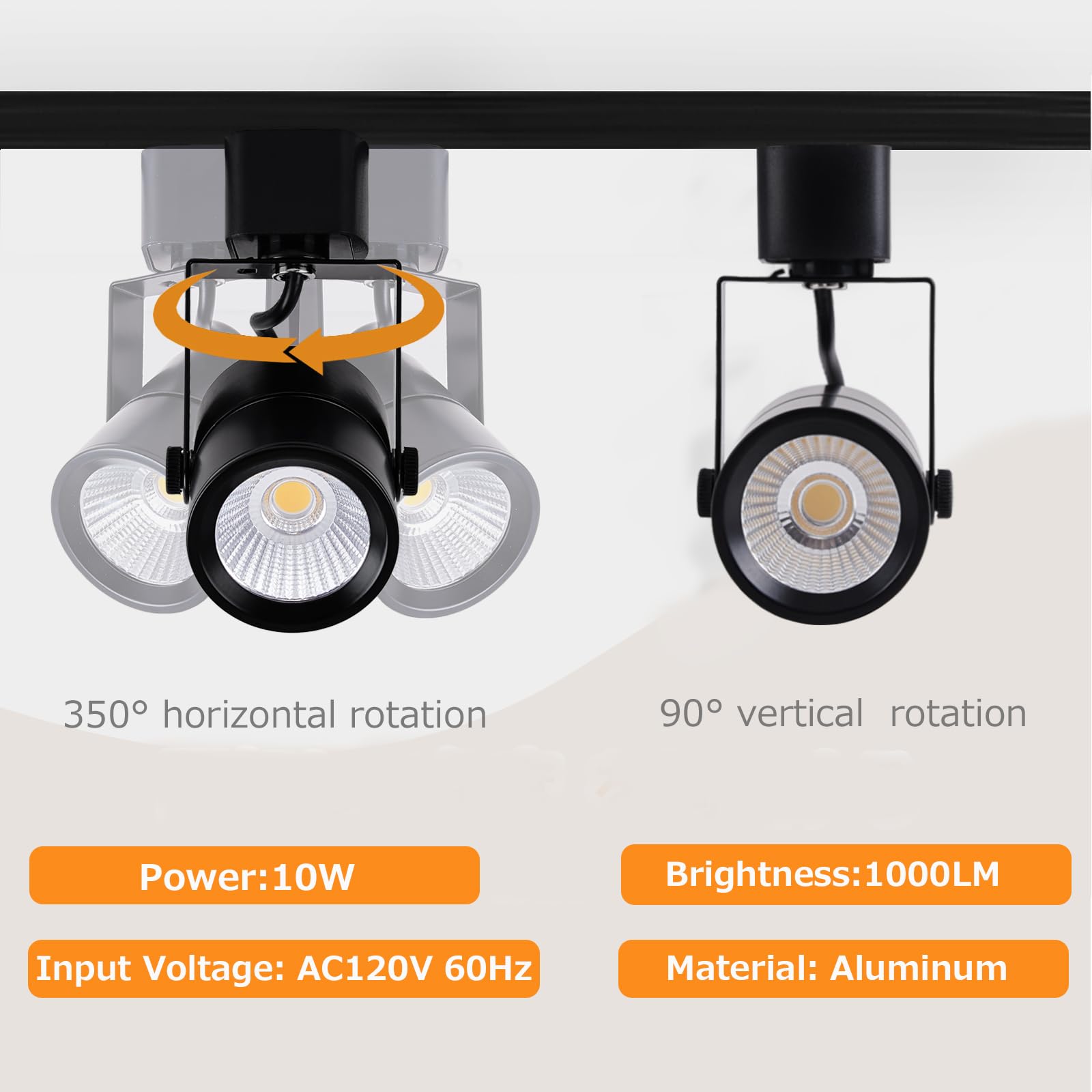10W Dimmable LED Track Lighting Heads - H Type Track Light Replacement Fixtures, 3000K Warm White, CRI90+, 24° Beam Angle, 1000lm - Perfect for Kitchen, Dining Room, Wall Art Accent & Task Lighting