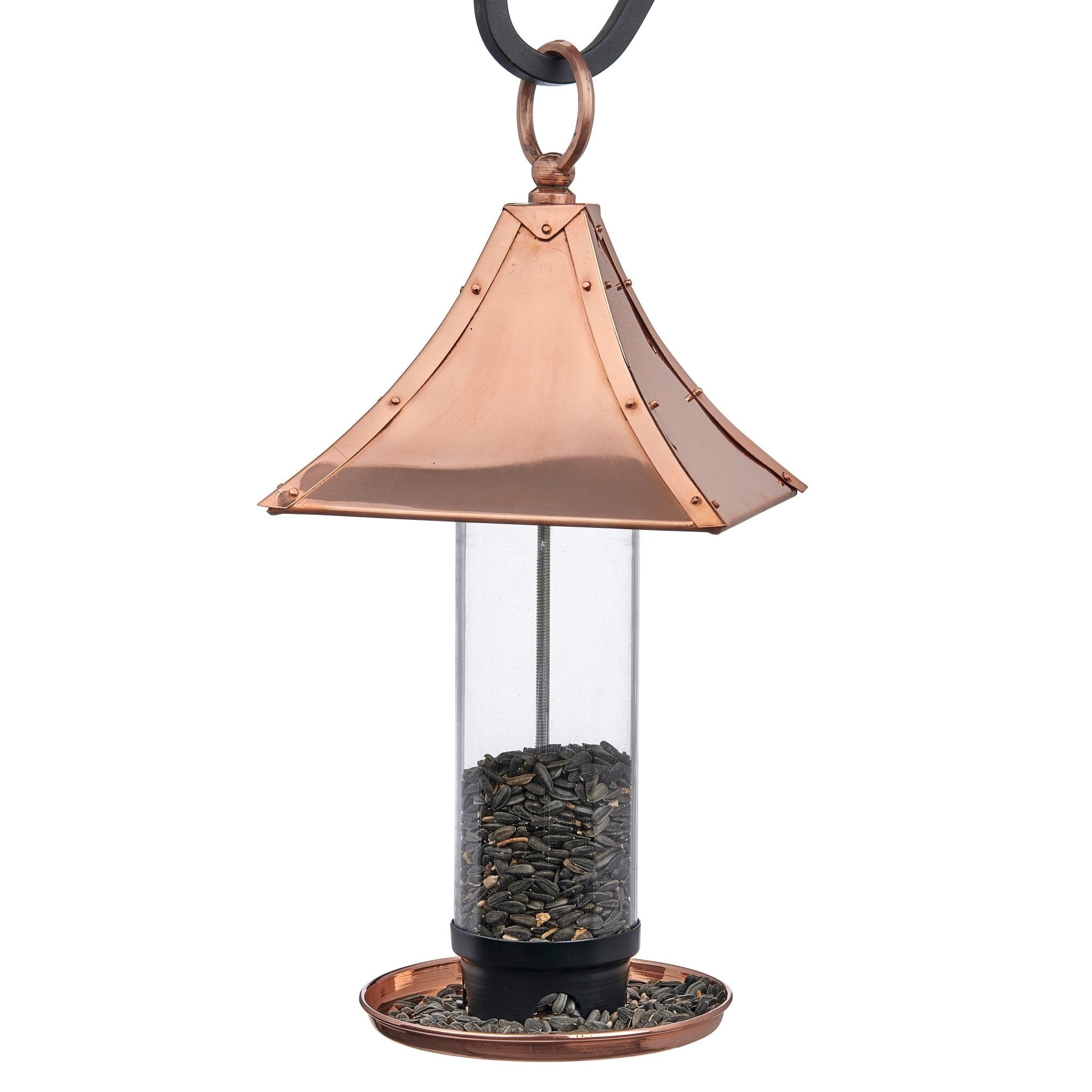 Pagoda Style Copper Bird Feeder - Elegant Outdoor Garden Decor for Attracting Wild Birds - Perfect for Backyard, Patio, and Bird Watching Enthusiasts
