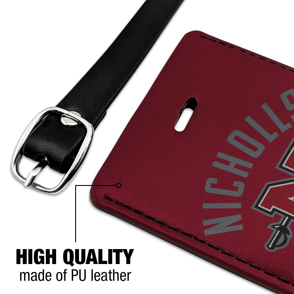 Nicholls State University Colonels Logo Leather Luggage Tag - Personalized Rectangle ID Card Holder for Travel, Business & Campus Life
