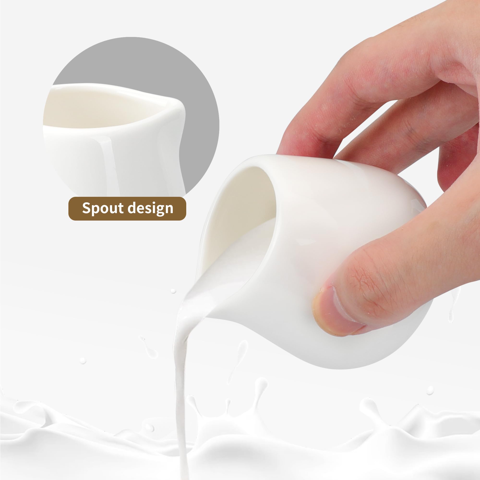 12PCS Mini Ceramic Creamer Set - 3oz Small Porcelain Creamer Pitchers for Coffee, Tea, Milk & Syrup - White Ceramic Dispenser for Home, Cafe & Restaurant Use