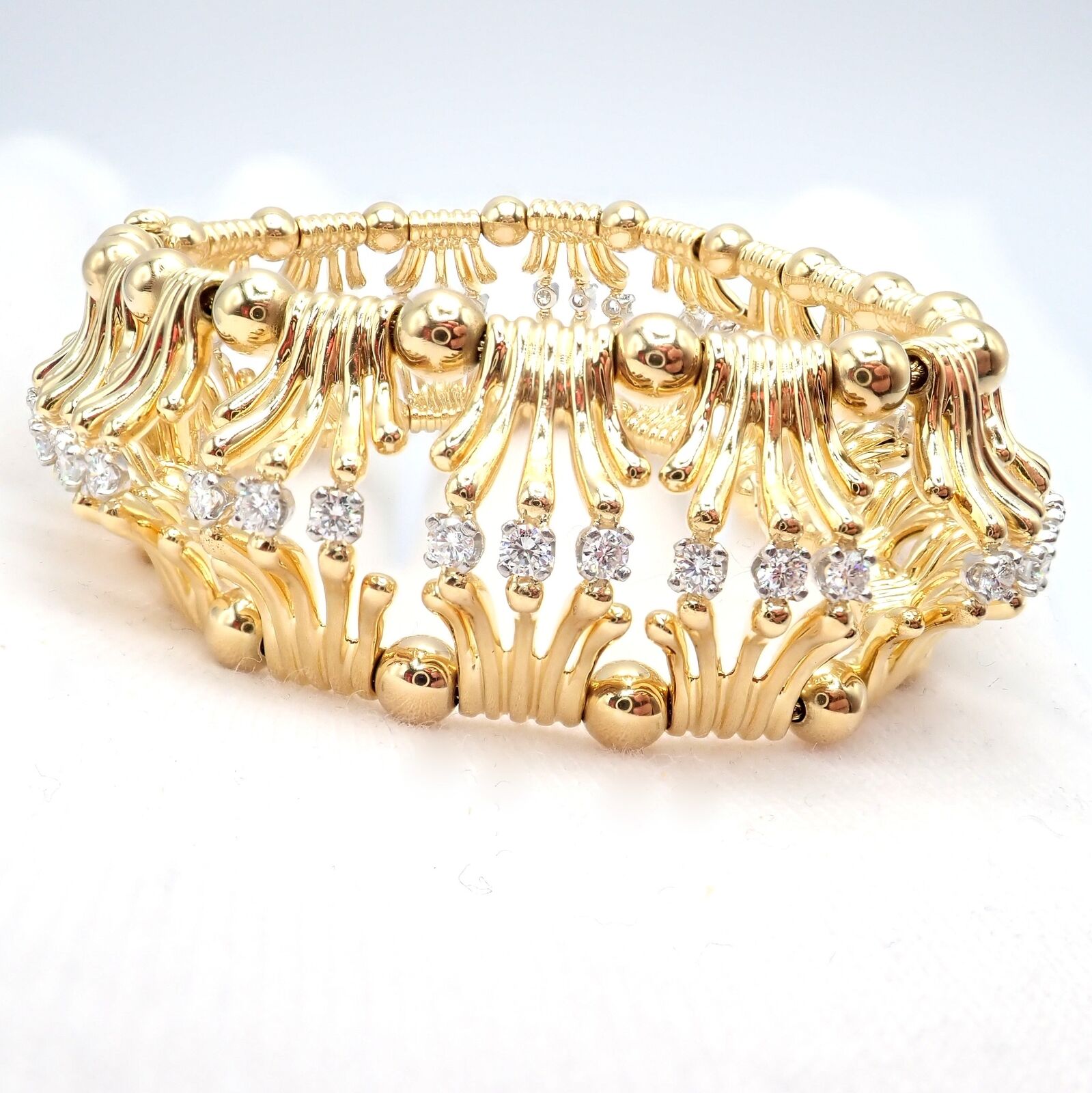 Tiffany & Co Jean Schlumberger 18k Yellow Gold Platinum Diamond Bracelet for Women - Luxury Diamond Tennis Bracelet for Gifts, Anniversaries & Special Occasions