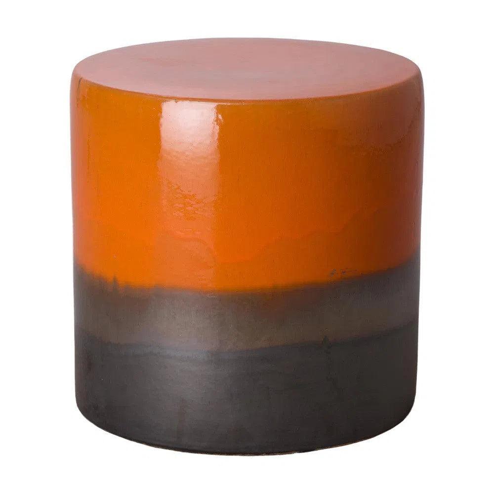 18 Inch Wide Two-Tone Ceramic Outdoor Garden Stool - Perfect for Patio, Deck, Porch, and Backyard Decor