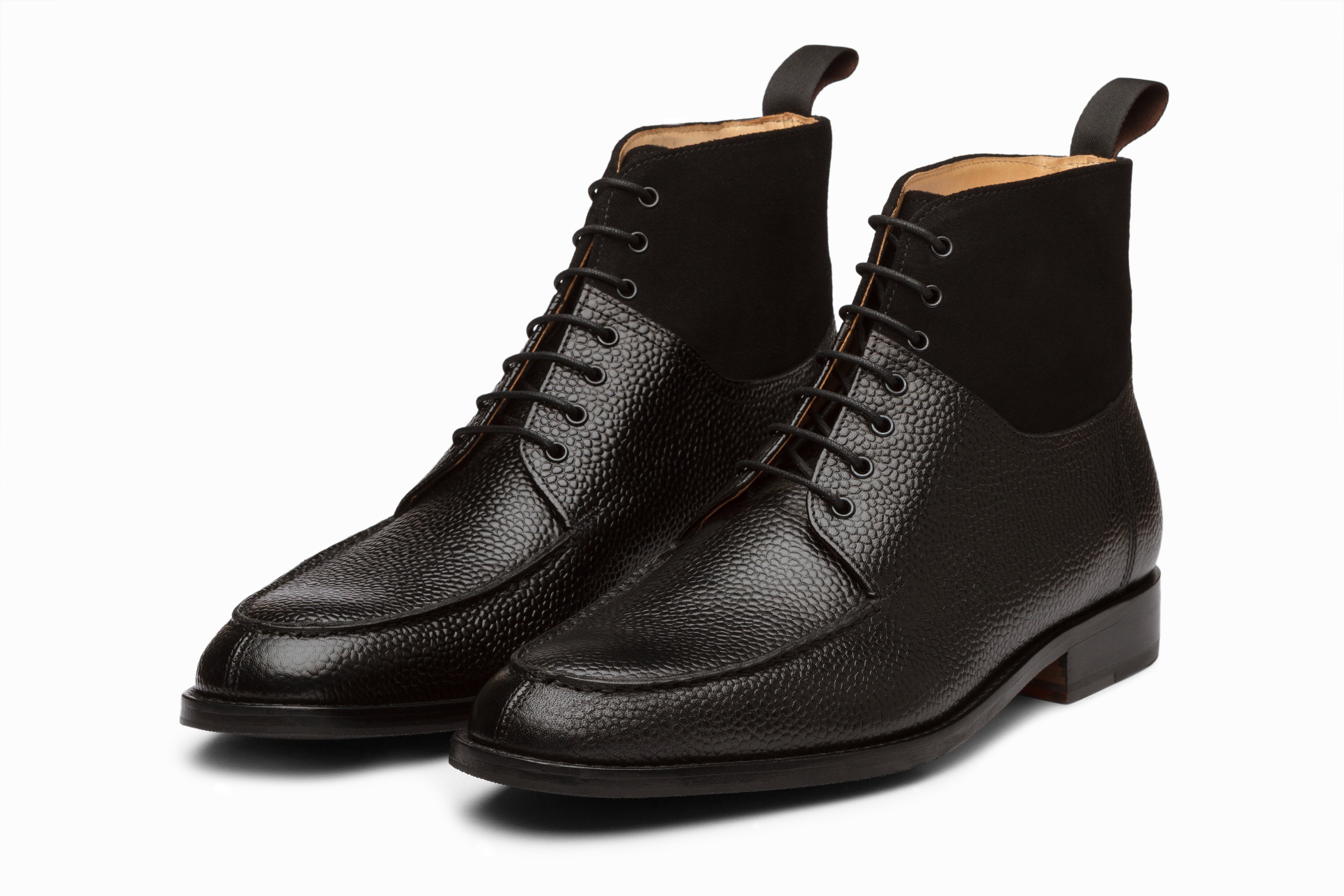 Premium Split Toe Derby Suede Combination Boots for Men - Stylish Black Leather & Suede Dress Shoes for Business Casual & Office Wear