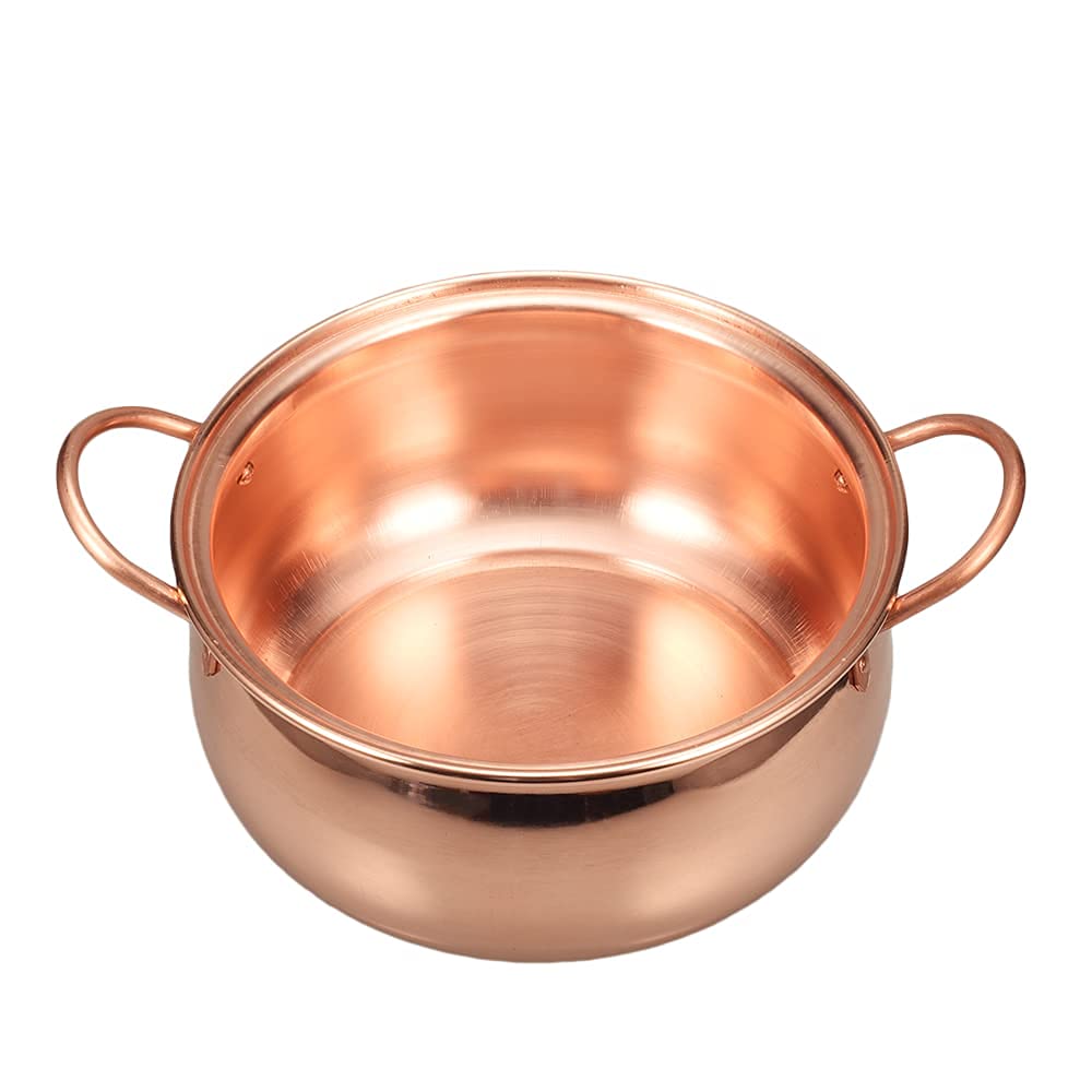 Handmade Pure Copper Goulash Kettle - 24cm Deep & Thick Copper Stock Pot for Gas Stove | Perfect for Soups, Stews & Traditional Cooking