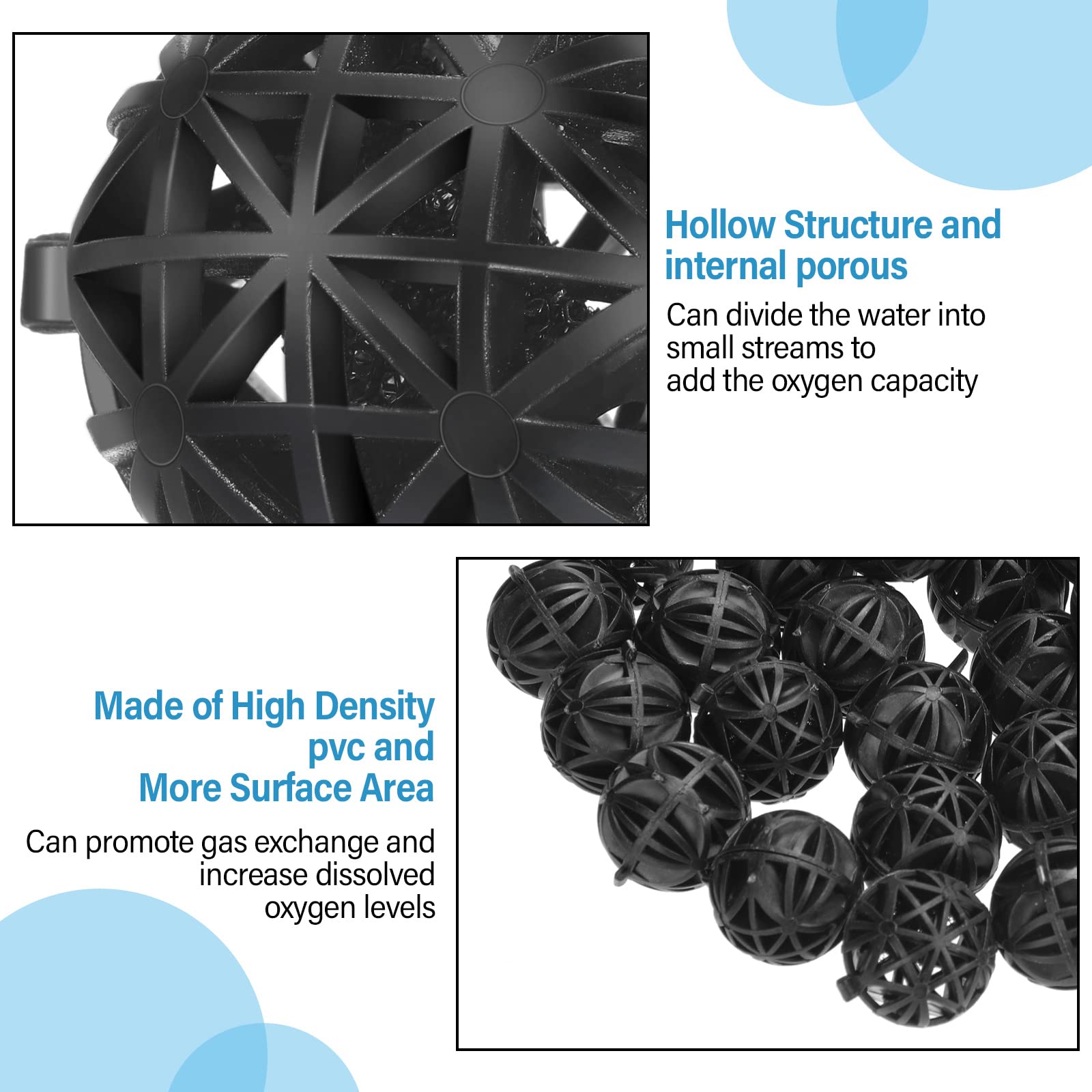 500 Pieces Black Bio Filter Balls - 1.02 Inch Aquarium & Pond Filter Media with 5 Mesh Bags - High-Efficiency Biological Filtration for Fish Tanks, Koi Ponds, and Water Gardens - Perfect for Freshwater & Saltwater Aquatic Systems