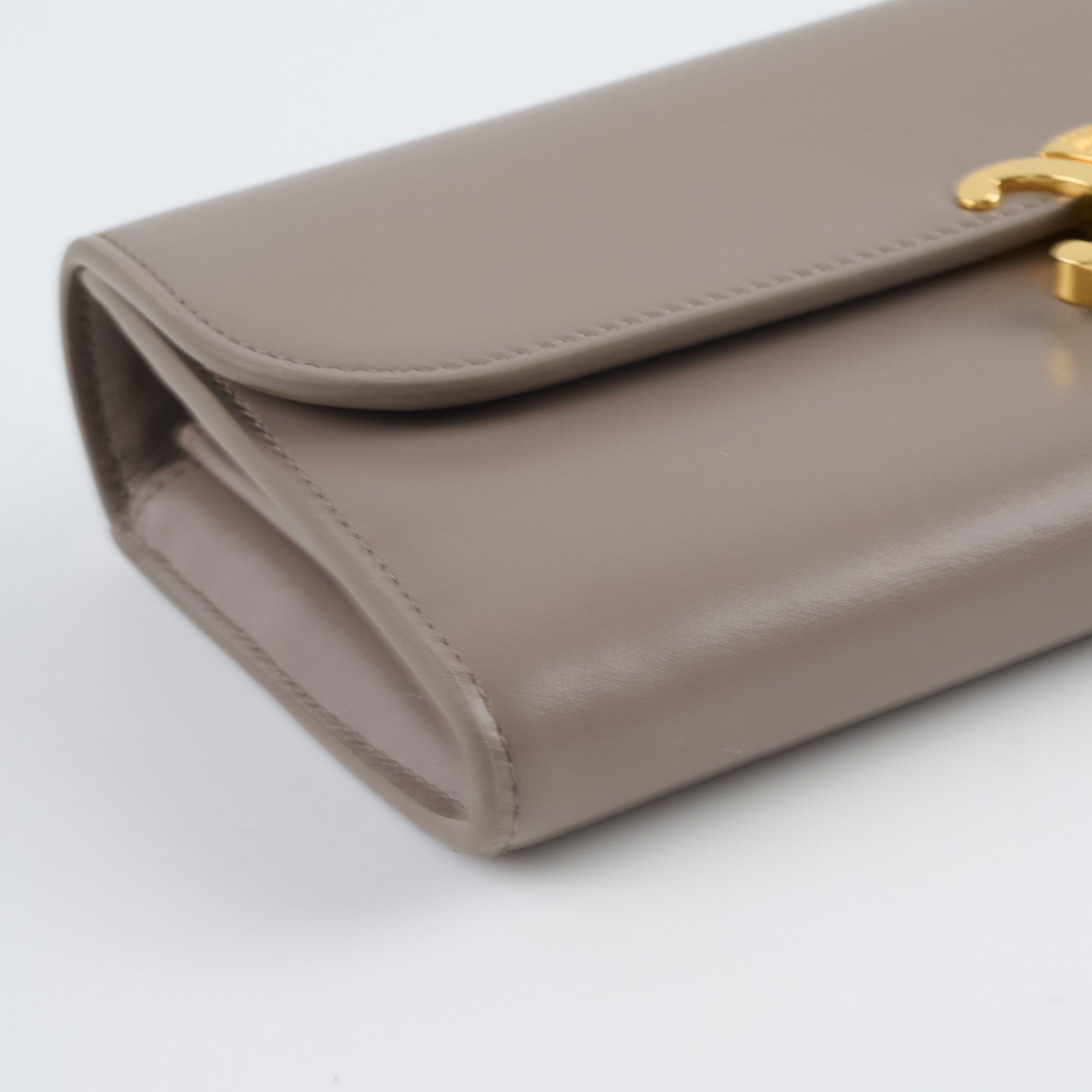 Celine Triomphe Wallet in Shiny Calfskin & Pebble Leather - Luxury Women's Designer Wallet for Everyday Use & Special Occasions