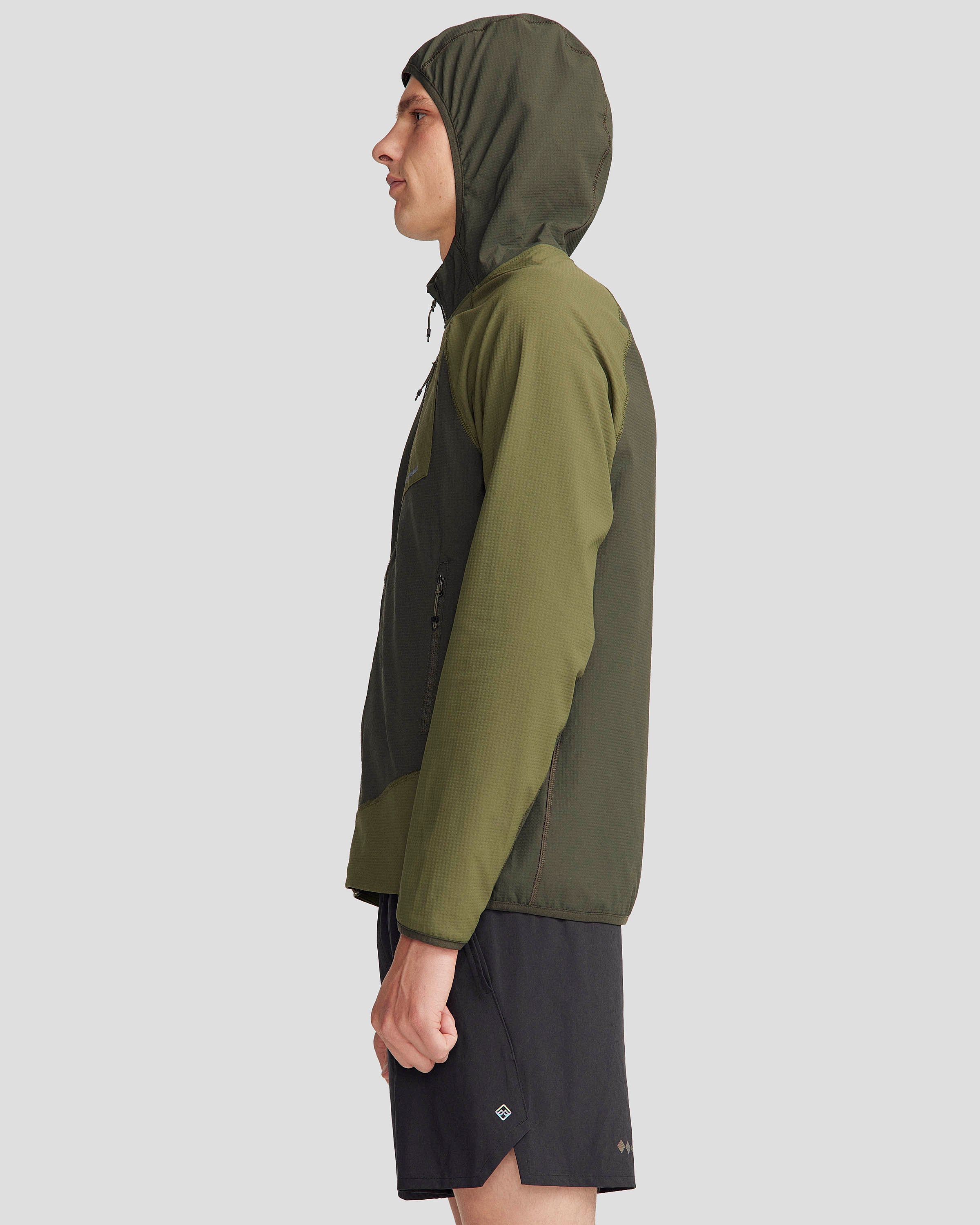 Men's Aysen Hooded Fleece Jacket - Dark Moss/Light Moss - Warm Winter Outdoor Wear for Hiking, Camping & Casual Style