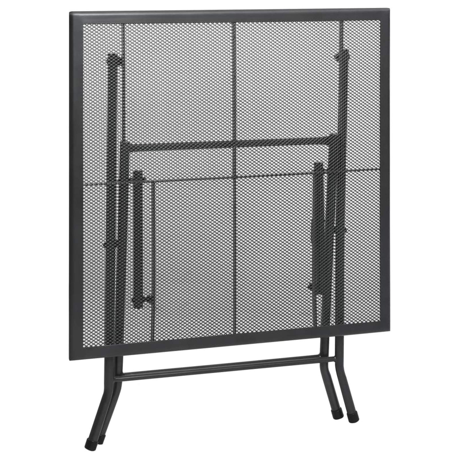 Tidyard 31.5 Inch Square Folding Mesh Table - Steel Anthracite Outdoor Dining Table for Patio, Backyard, Balcony, Garden & Indoor Use - Perfect for BBQs, Picnics and Small Space Living