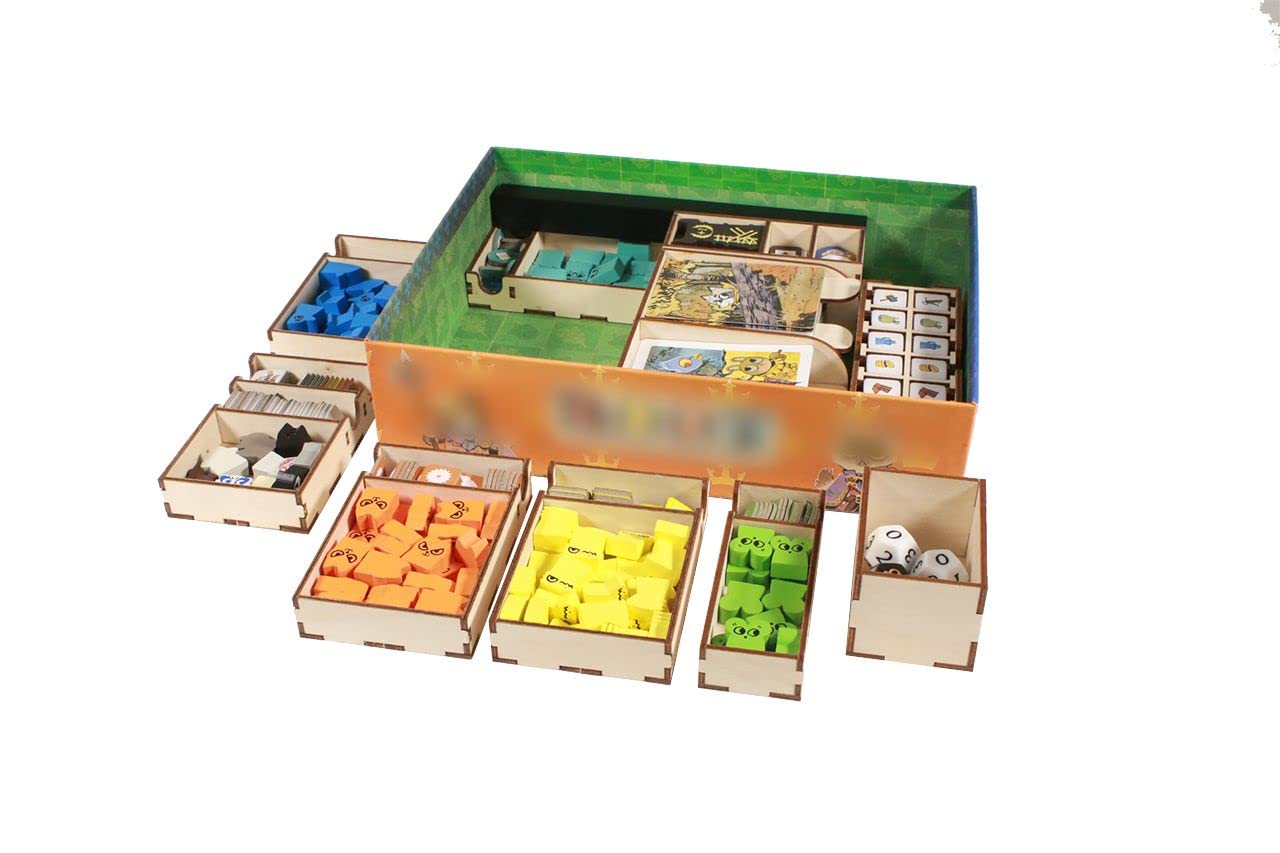 Premium Wooden Game Organizer for Root Board Game - Broken Token Compatible Storage Box with Multi-Tier Trays | Perfect for Game Nights & Organized Storage