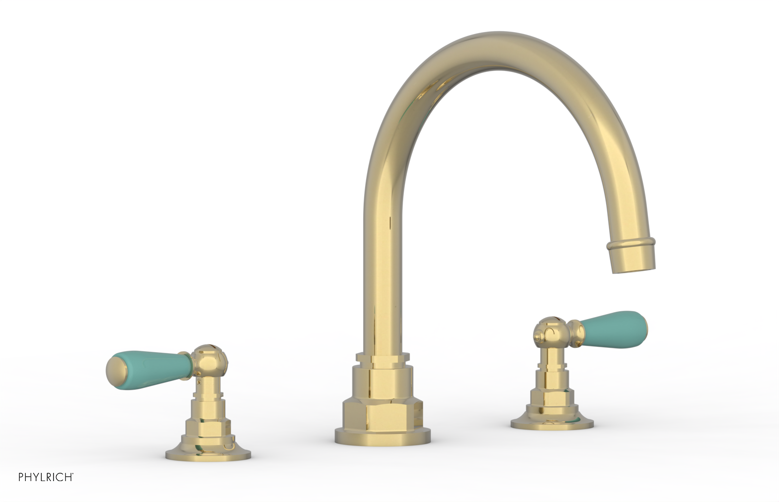 Jamestown Deck Tub Set with Lever Handles & Turquoise Accents - 41