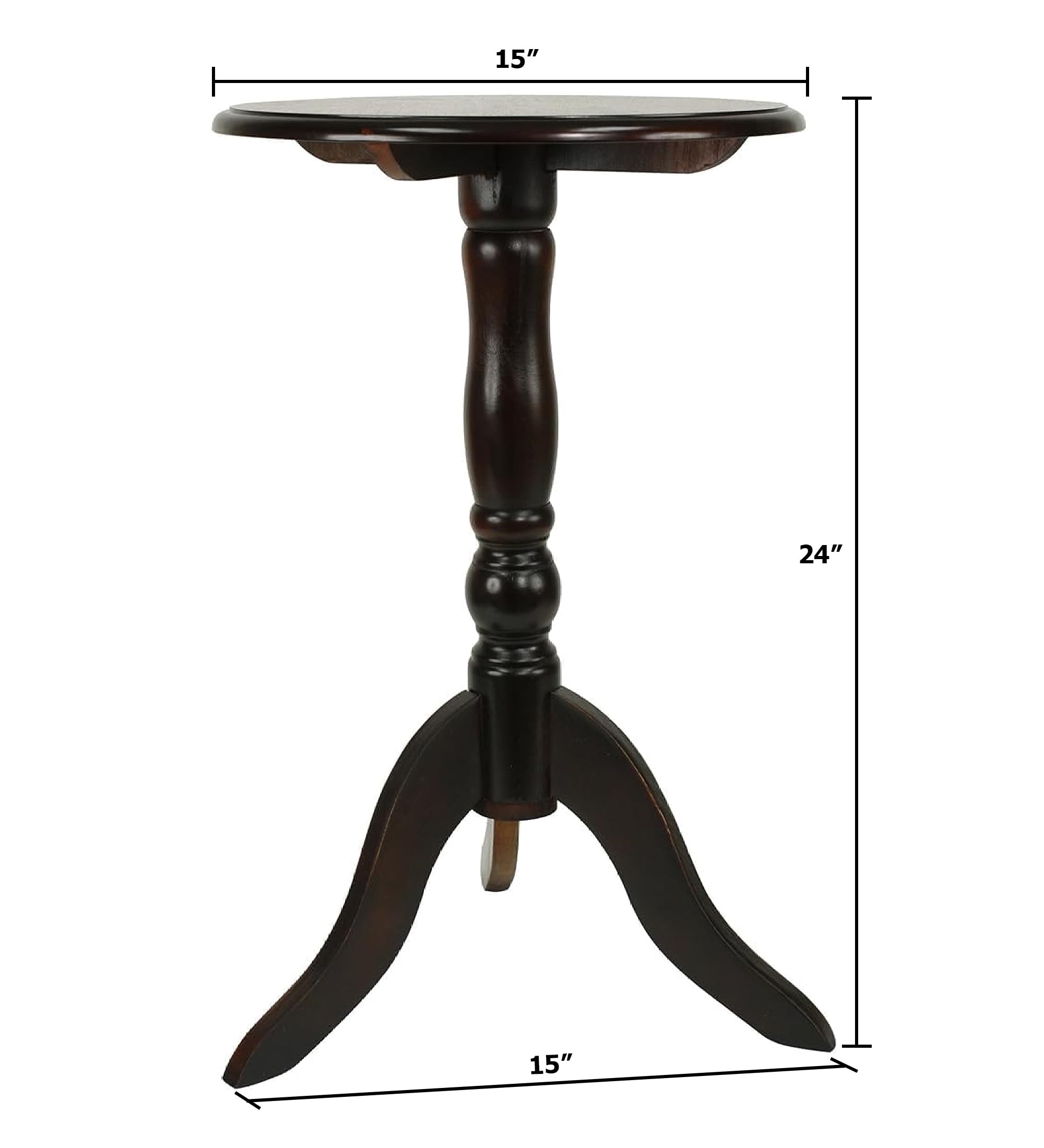 Aged Cherry Pedestal Accent Table 15x15x24 - Perfect for Living Room Decor
