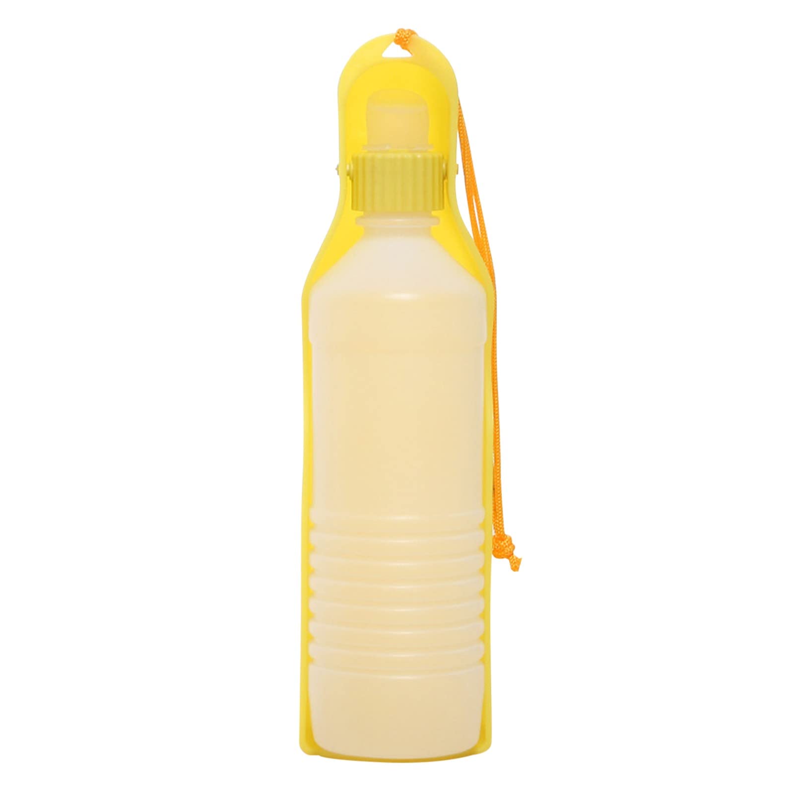 Portable Pet Water Bottle & Food Dispenser - Leak-Proof Travel Dog Water Feeder with Bowl - Food Grade BPA-Free for Puppy, Cat & Small Pets - Ideal for Hiking, Walking, Camping & Outdoor Adventures (Yellow, One Size)