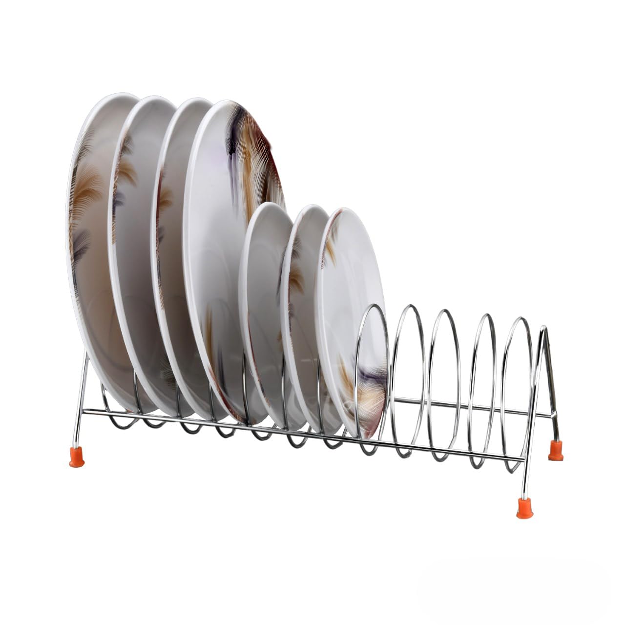 GRIDKITCHEN ™ Stainless Steel Plate Rack Stand | Thali Rack | Dish Drying Rack | Kitchen Organizer with Lid Holder & Utensil Storage | Space Saving Countertop Organizer for Dining Table (Pack of 1) | Perfect for Small Kitchens & Dish Drying After Washing