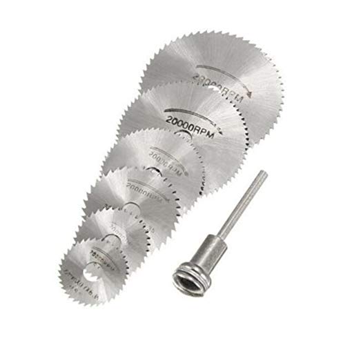 7-Piece HSS Mini Circular Wood Cutting Saw Set - Multipurpose Cutting Disc for Wood, Plastic & Metal - Rotary Drill Accessories for DIY, Crafting & Home Improvement Projects
