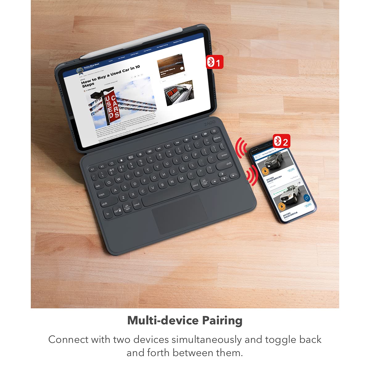 ZAGG Pro Keys Wireless Keyboard with Trackpad | Detachable Case for Apple iPad 10.2