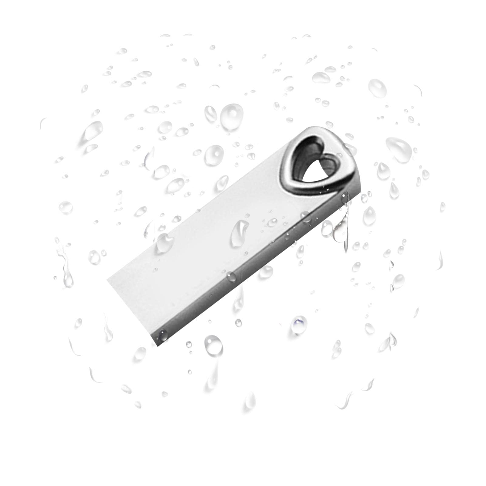 Chenfly 64GB USB 3.0 Flash Drive - Ultra High Speed Metal Thumb Drive with Heart Shape Design, Custom Logo Mini Memory Stick (Silver) - Perfect for Data Storage, Gift Giving & Business Promotions