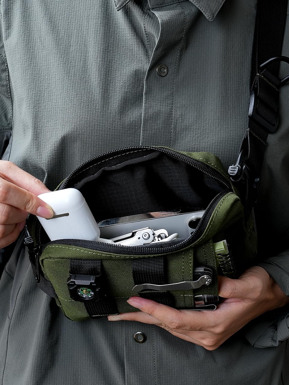 VIPERADE CHS2 Small EDC Sling Bag - Tactical Fanny Pack for Men with MOLLE Pouch & Adjustable Shoulder Strap - Crossbody Backpack for Hiking, Travel, Bushcraft & Outdoor Adventures - Perfect for Everyday Carry, Camping Gear & Urban Exploration