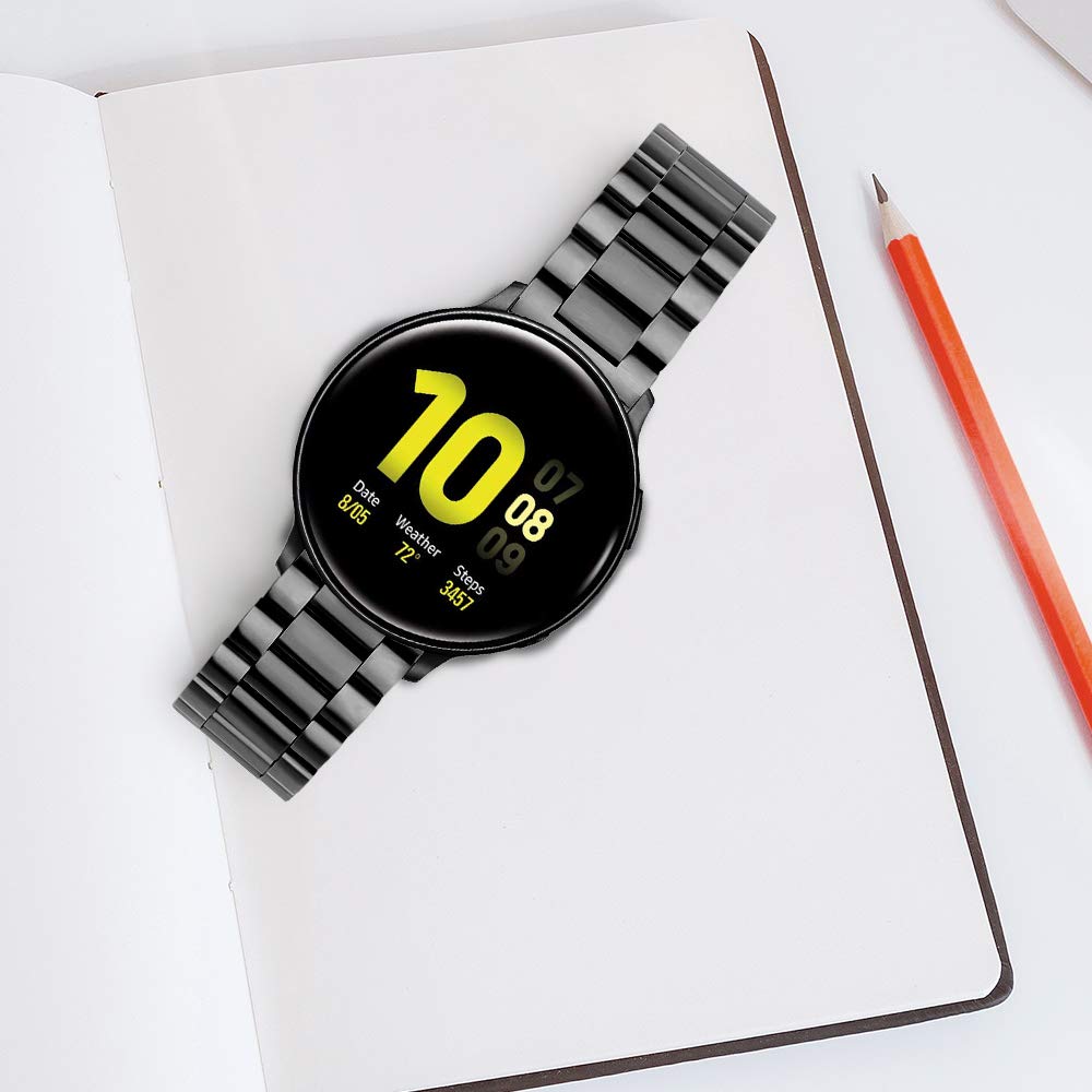 Syxinn Stainless Steel Metal Watch Band for Samsung Galaxy Watch Active/Active 2 (40mm/44mm), Galaxy Watch 4/4 Classic, Watch 5/5 Pro, Watch 3 (41mm/42mm) & Gear - Durable Replacement Strap for Workout, Office & Daily Wear