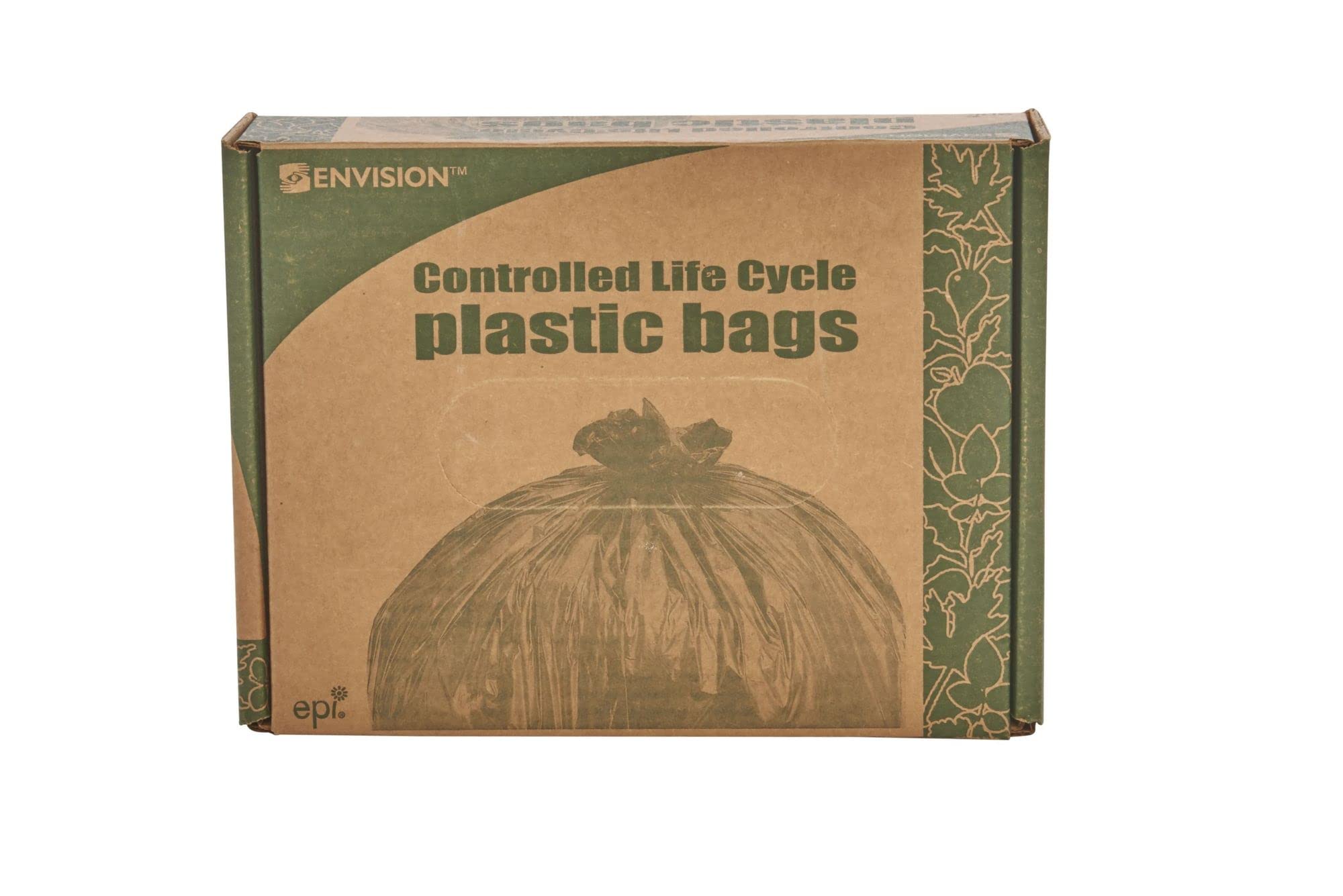 Envision G3036B80 30 Gallon Heavy Duty Trash Bags - 60 Count Eco-Friendly Brown Garbage Can Liners (0.8 mil) for Kitchen, Office & Outdoor Waste Disposal