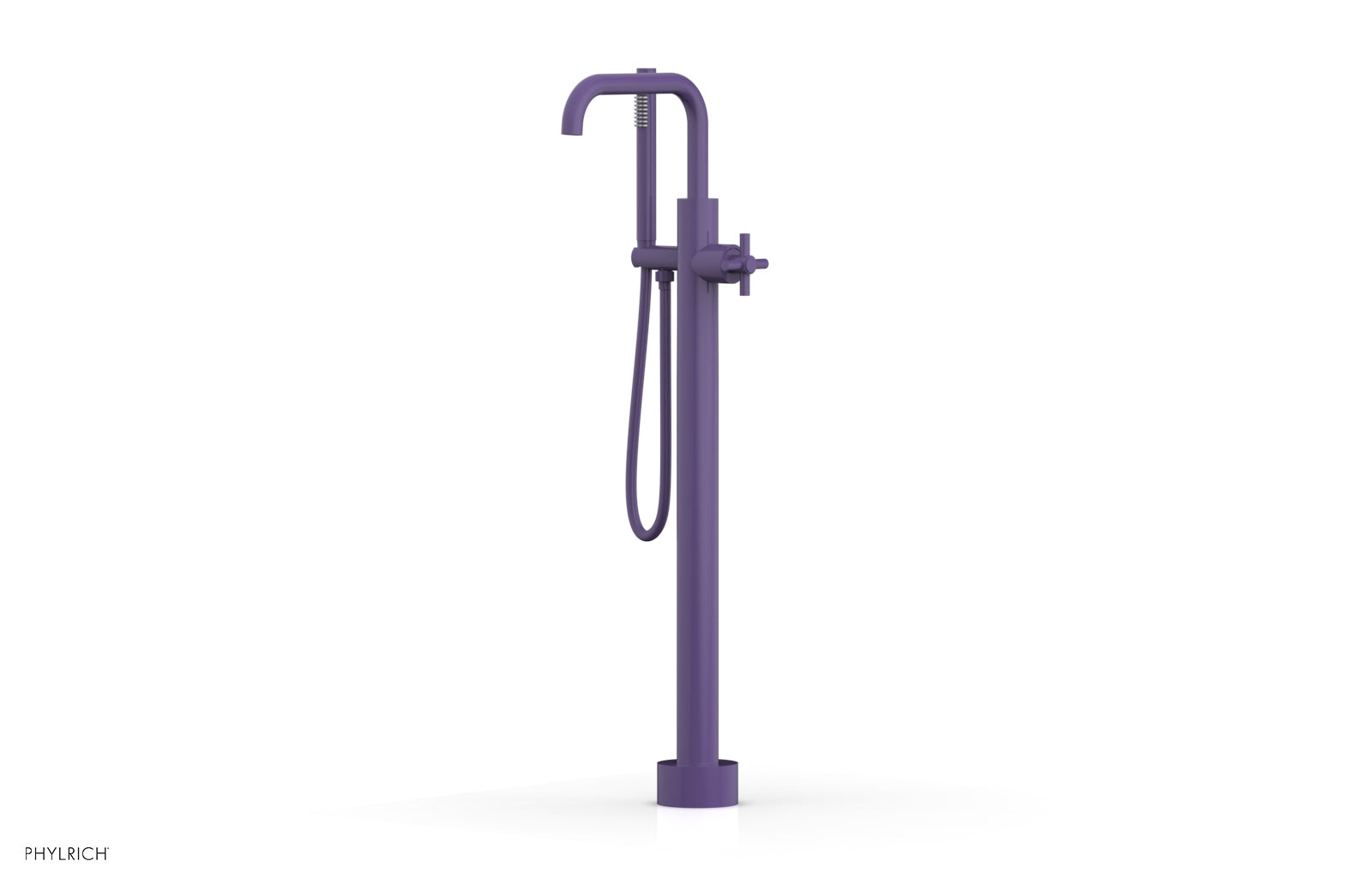 Premium Tall Floor Mount Tub Filler with Cross Handle & Hand Shower - D131 45 01 - Ideal for Modern Bathroom Renovations and Spa-Like Showers