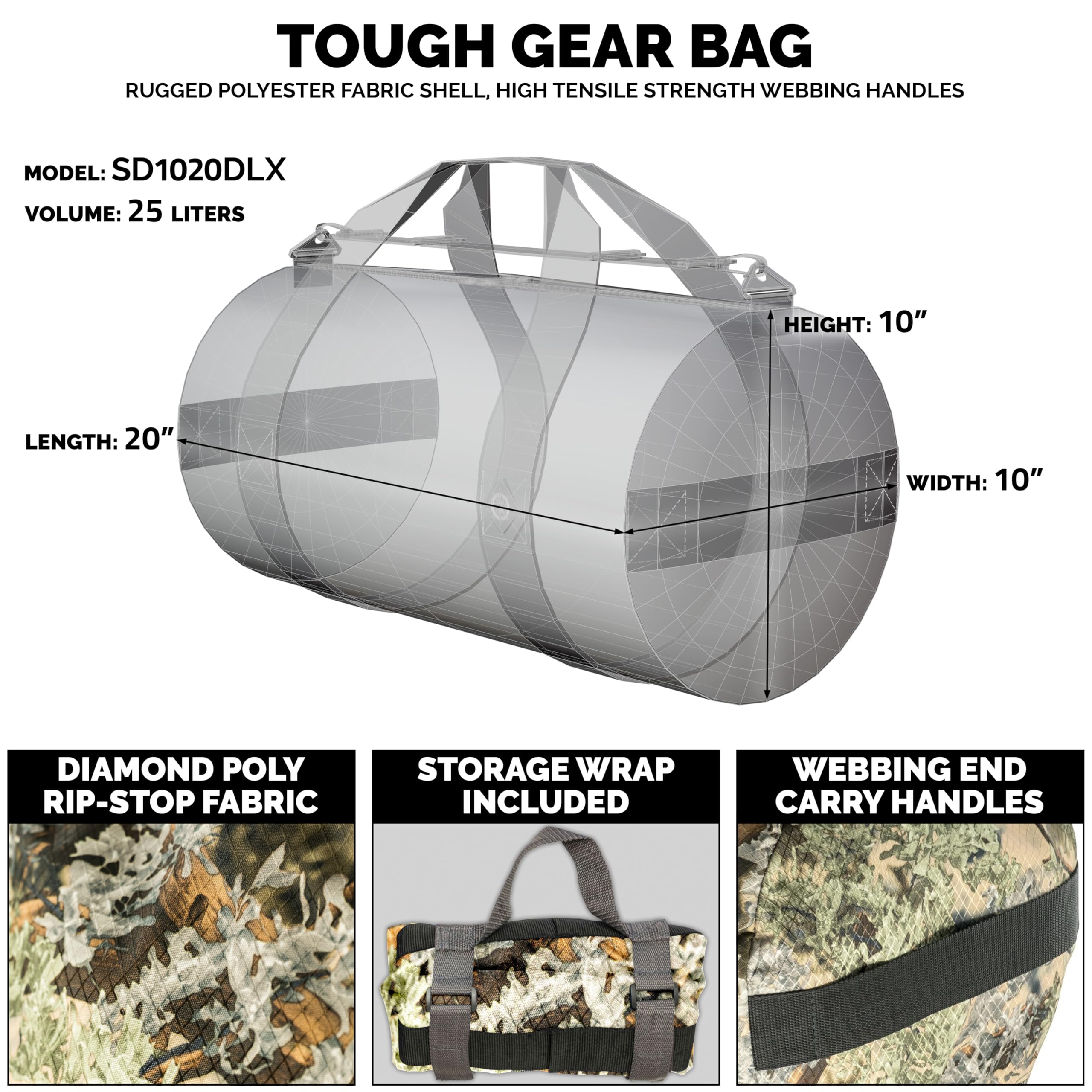 North Star Sports Large Duffle Bag - Heavy Duty Waterproof Gym & Travel Bag | Foldable Tactical Gear Storage | Perfect for Workout, Military Equipment & Airplane Carry-On Luggage