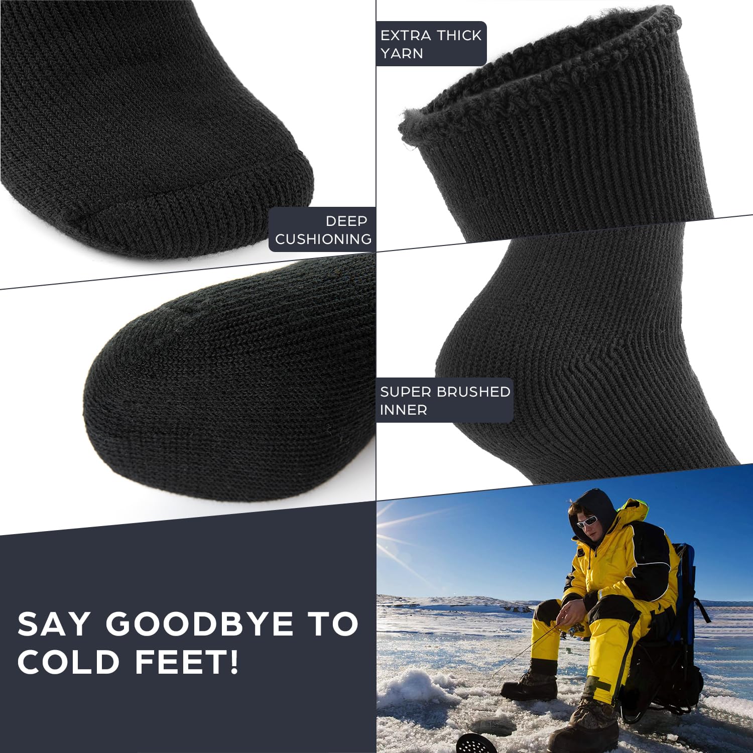 DG Hill Winter Thermal Socks for Men & Women - Insulated Warm Socks for Cold Weather, Snow & Outdoor Activities - Thick Heated Socks for Hiking, Skiing & Winter Sports