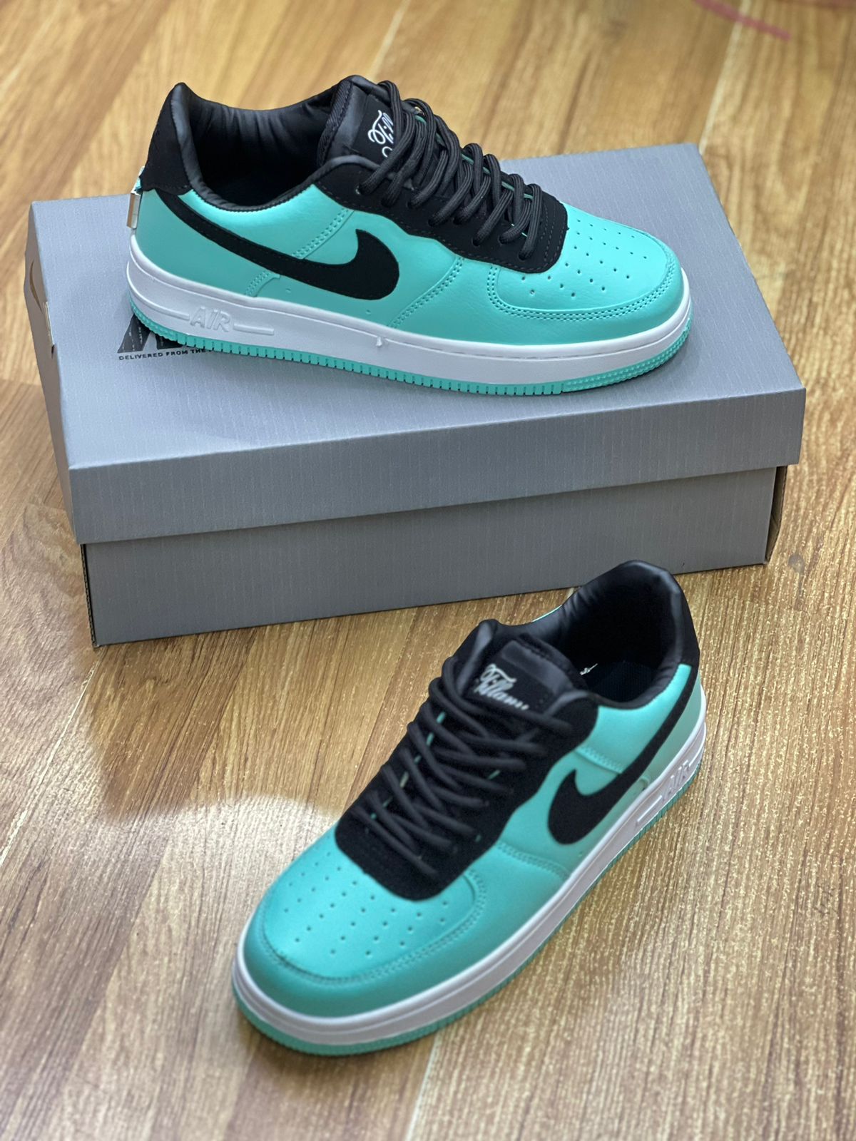 Nike x Tiffany Air Force 1 Sneakers - Blue & White Leather High-Top Basketball Shoes for Men & Women | Perfect for Streetwear, Casual Outfits & Sneaker Collection