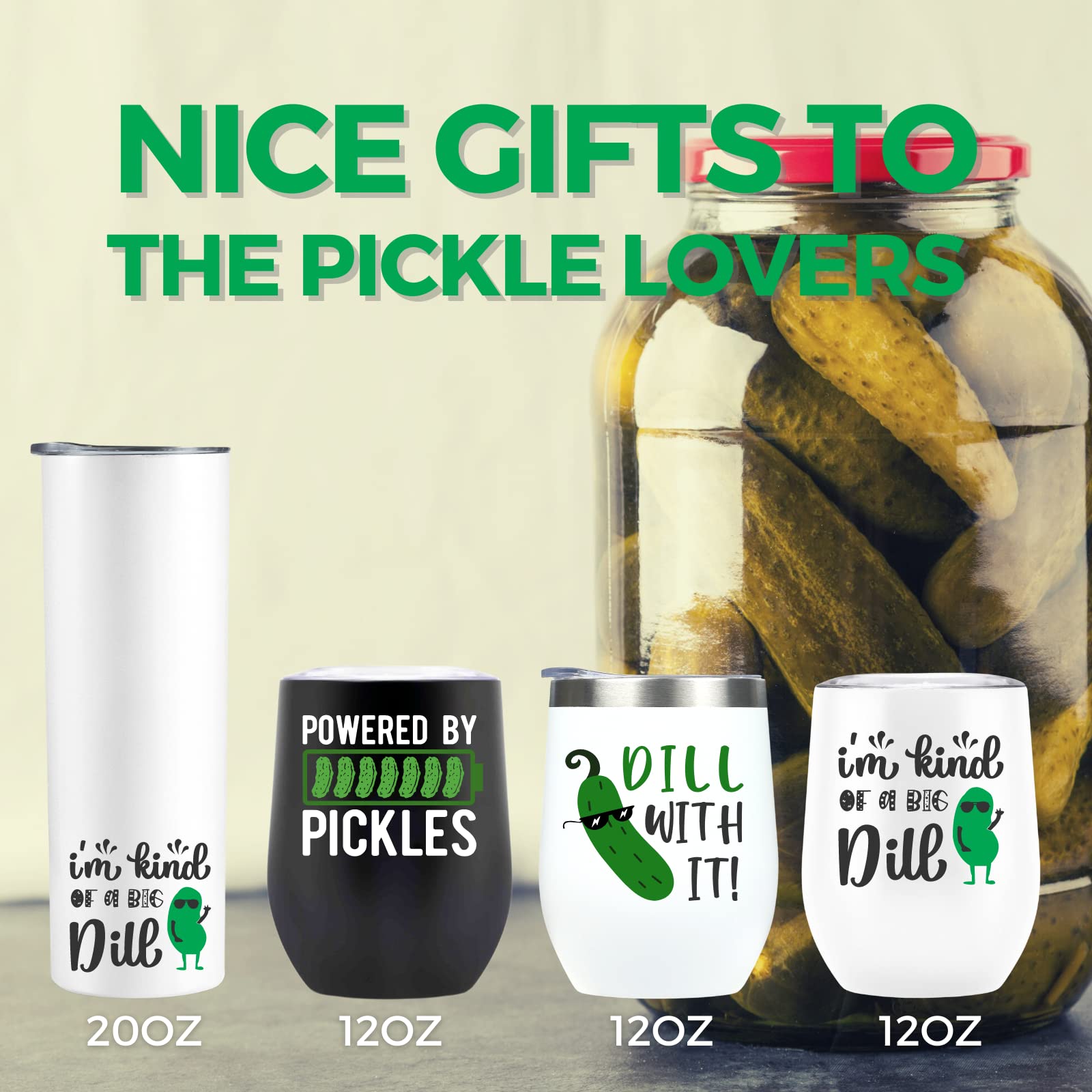 Onebttl 20 oz Skinny Travel Tumbler with Lid & Straw - 'I AM KIND OF A BIG DILL' Pickle-Themed Gift for Women & Men | Christmas, Birthday Gifts | Includes Gift Box | Perfect for Office, Gym & Travel
