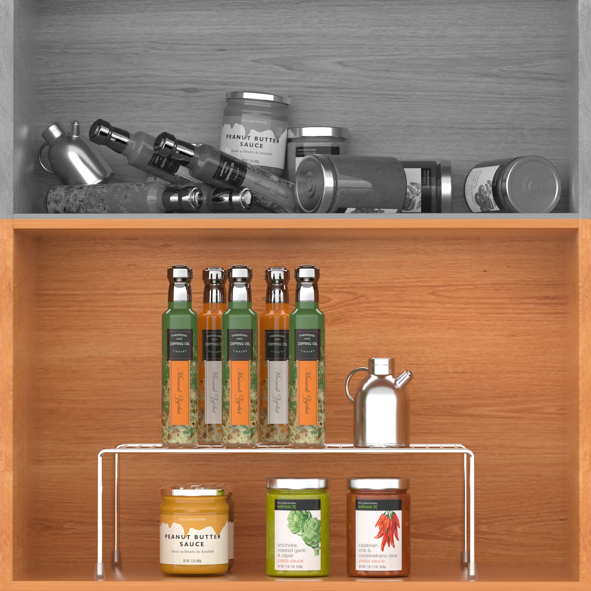 iPEGTOP 15.7 x 9.4 Inch Large Kitchen Freezer Organizer Shelf - Set of 4 Rustproof Metal Wire Shelves for Spice Storage, Fridge, Pantry & Countertop Organization - Perfect for Kitchen, Bathroom & Garage Storage (Chrome)