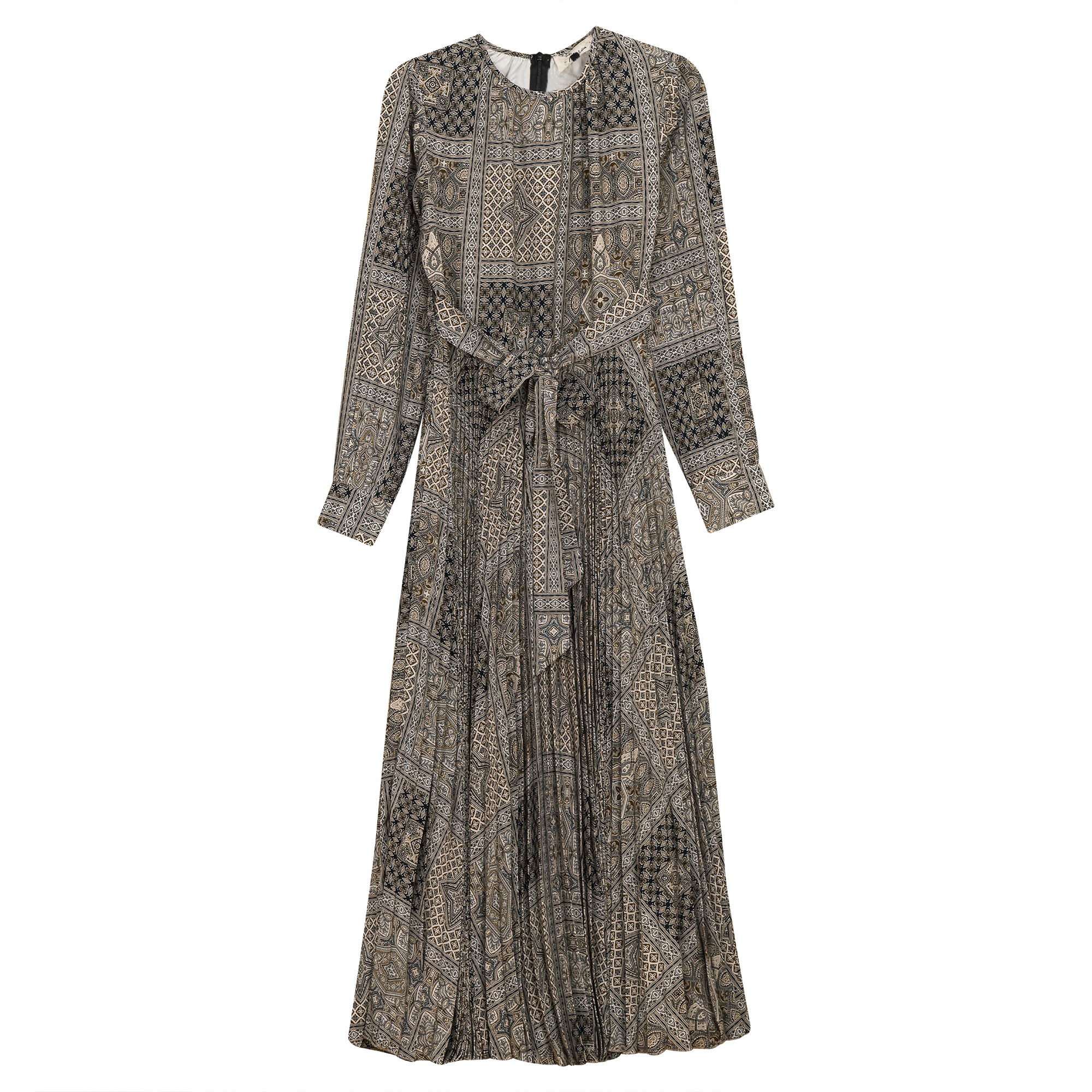 Elegant Satin Mosaic Pleated Midi Dress for Women - Party, Wedding & Special Occasions
