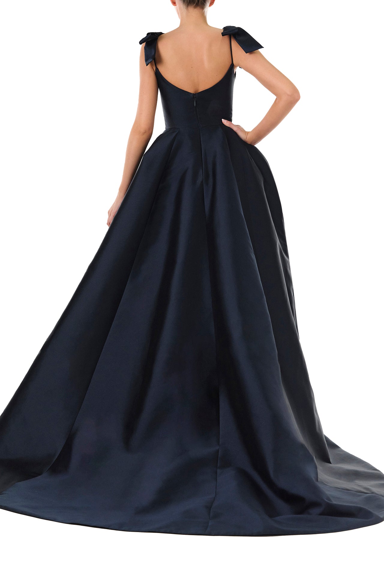 Elegant Deep V Neck Ball Gown with Bows - Formal Evening Dress for Prom, Wedding & Special Occasions