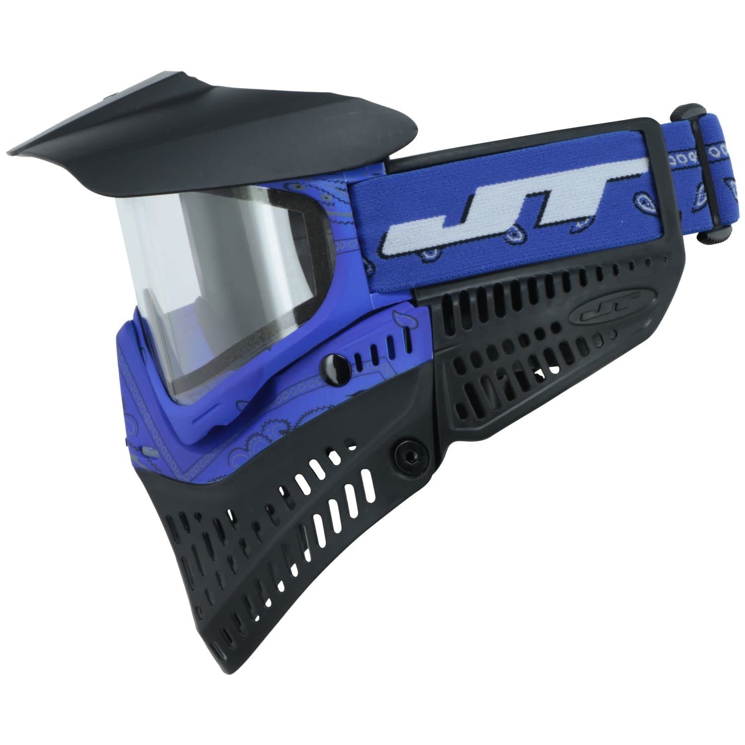 JT Proflex Goggles LE with Blue Bandana - Clear & Smoke Lenses Included for Paintball, Airsoft & Outdoor Sports Protection
