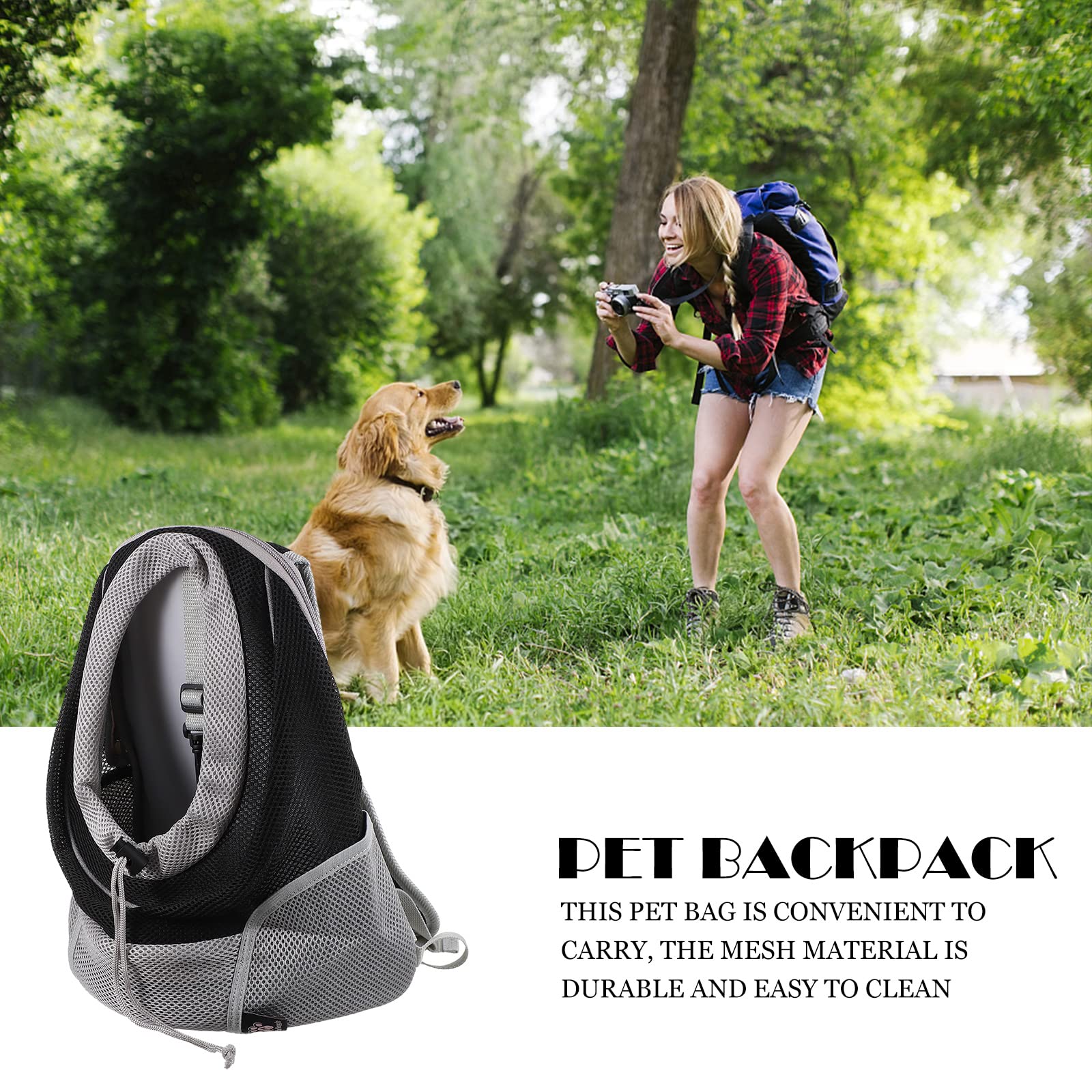 1pc Mesh Pet Backpack - Travel Carrier for Small Dogs & Cats