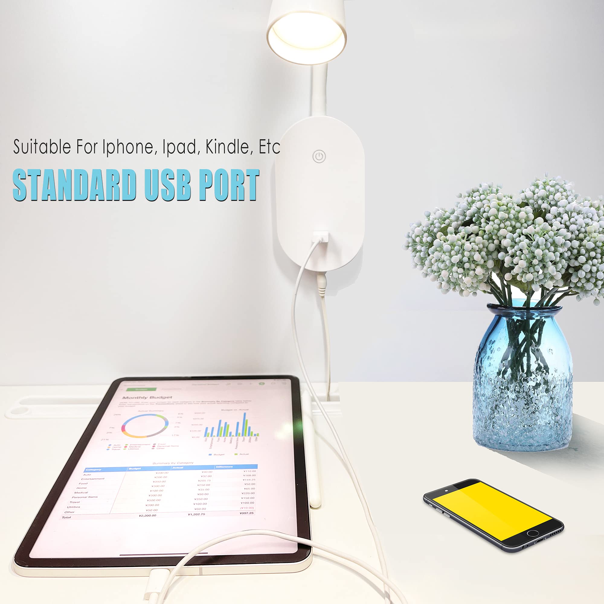 LED Reading Light Set - 1 Wall Mount & 1 Book Lamp Bundle for Bedside, Study Desk & Night Reading | Energy Efficient LED Task Lighting