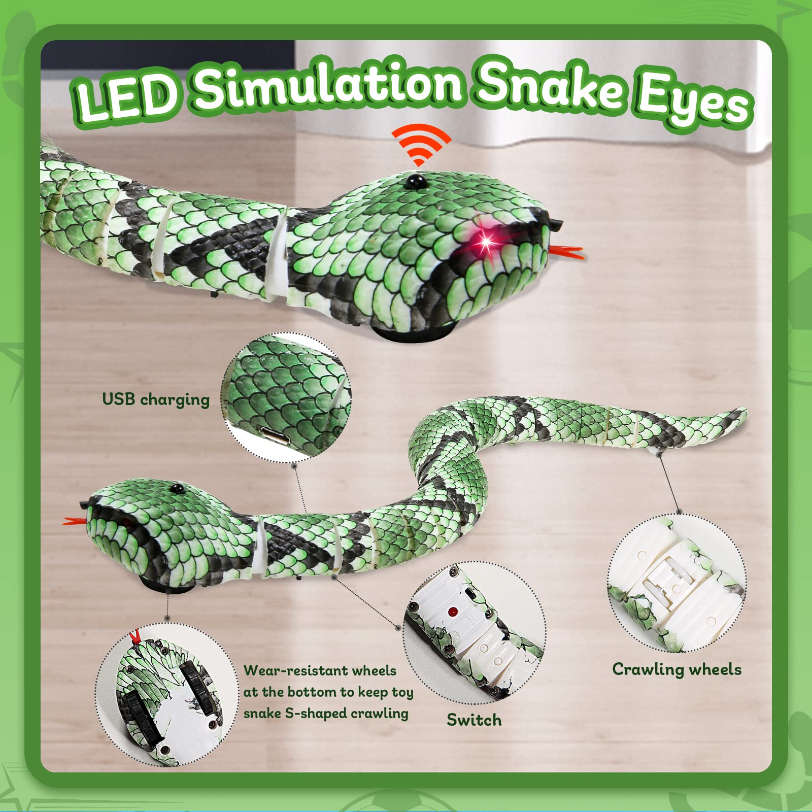 Smart Sensing Snake Cat Toy - USB Rechargeable Electric Simulation Slithering Serpent for Kittens, Cats & Dogs - Interactive Play Toy for Indoor Entertainment & Pet Exercise