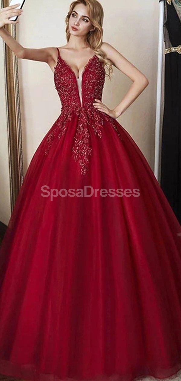 Elegant Dark Red Spaghetti Straps Lace Beaded A-Line Long Evening Prom Dress for Women - Perfect for Formal Parties, Homecoming, and Special Occasions